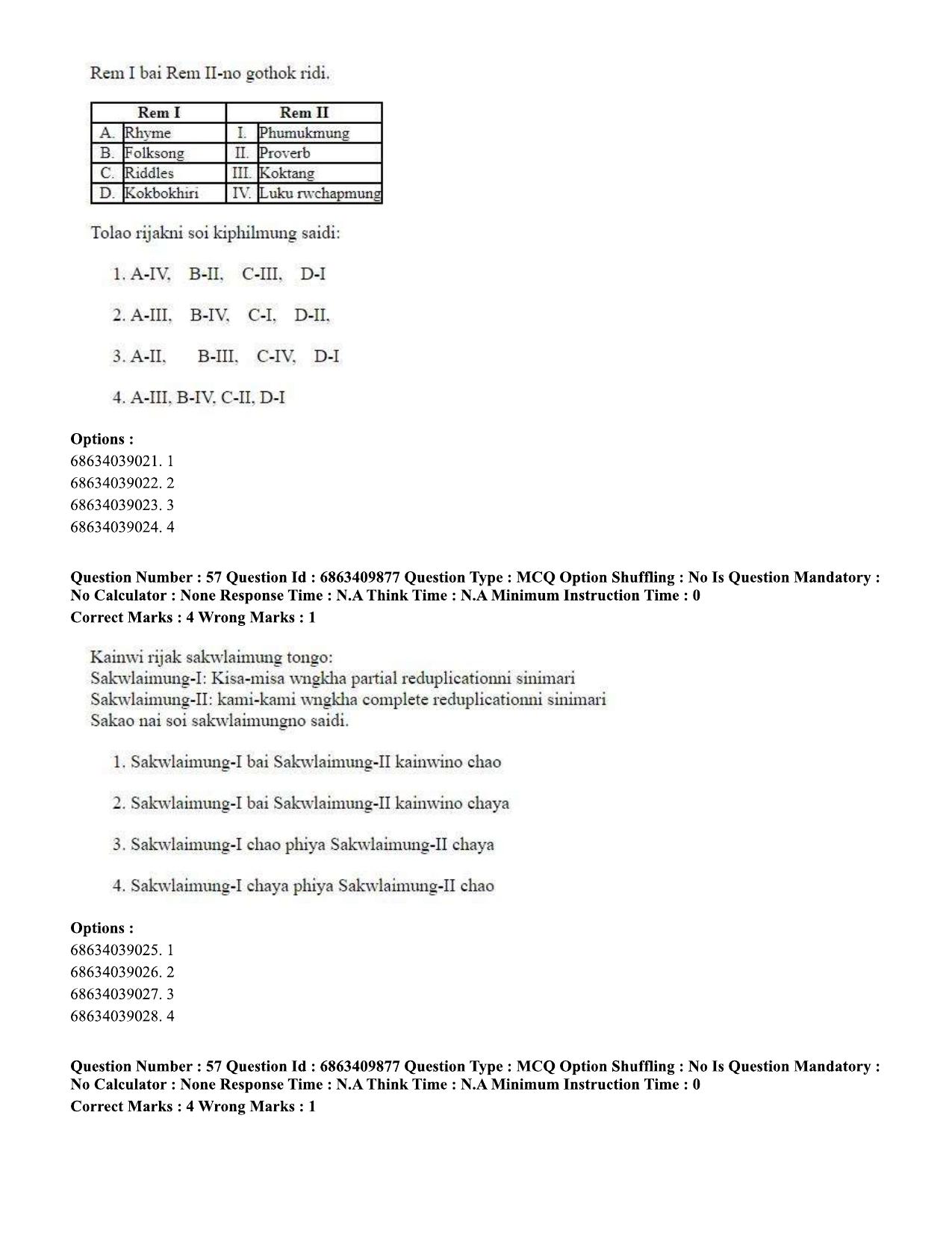 CUET PG 2023: LAQP19 – Kokborok (Hindi)-shift 2 (07-06-2023) Question Paper - Page 55