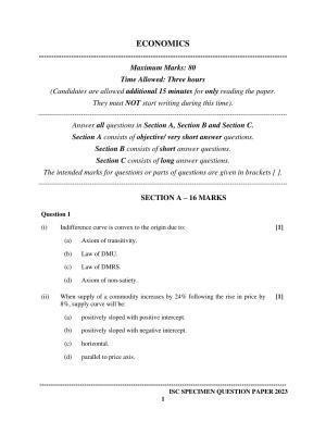 ISC Class 12 Economics Sample Paper 2023