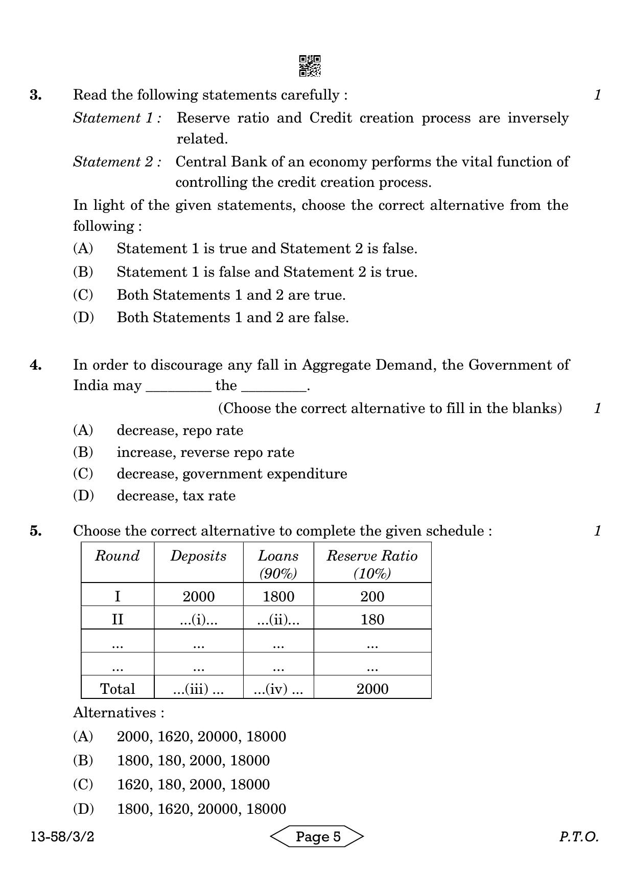 CBSE Class 12 58-3-2 Economics 2024 Question Paper - Page 5