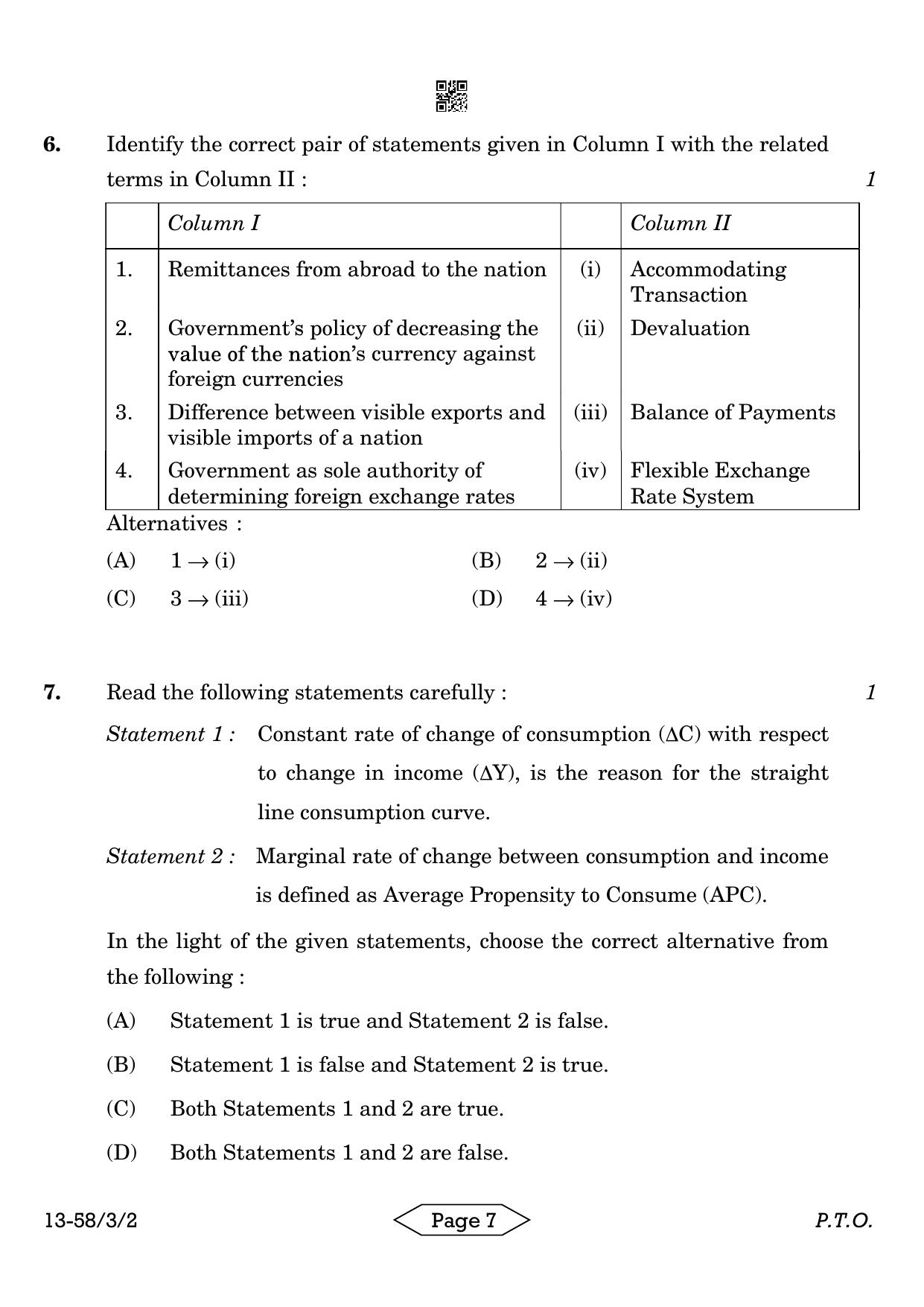 CBSE Class 12 58-3-2 Economics 2024 Question Paper - Page 7