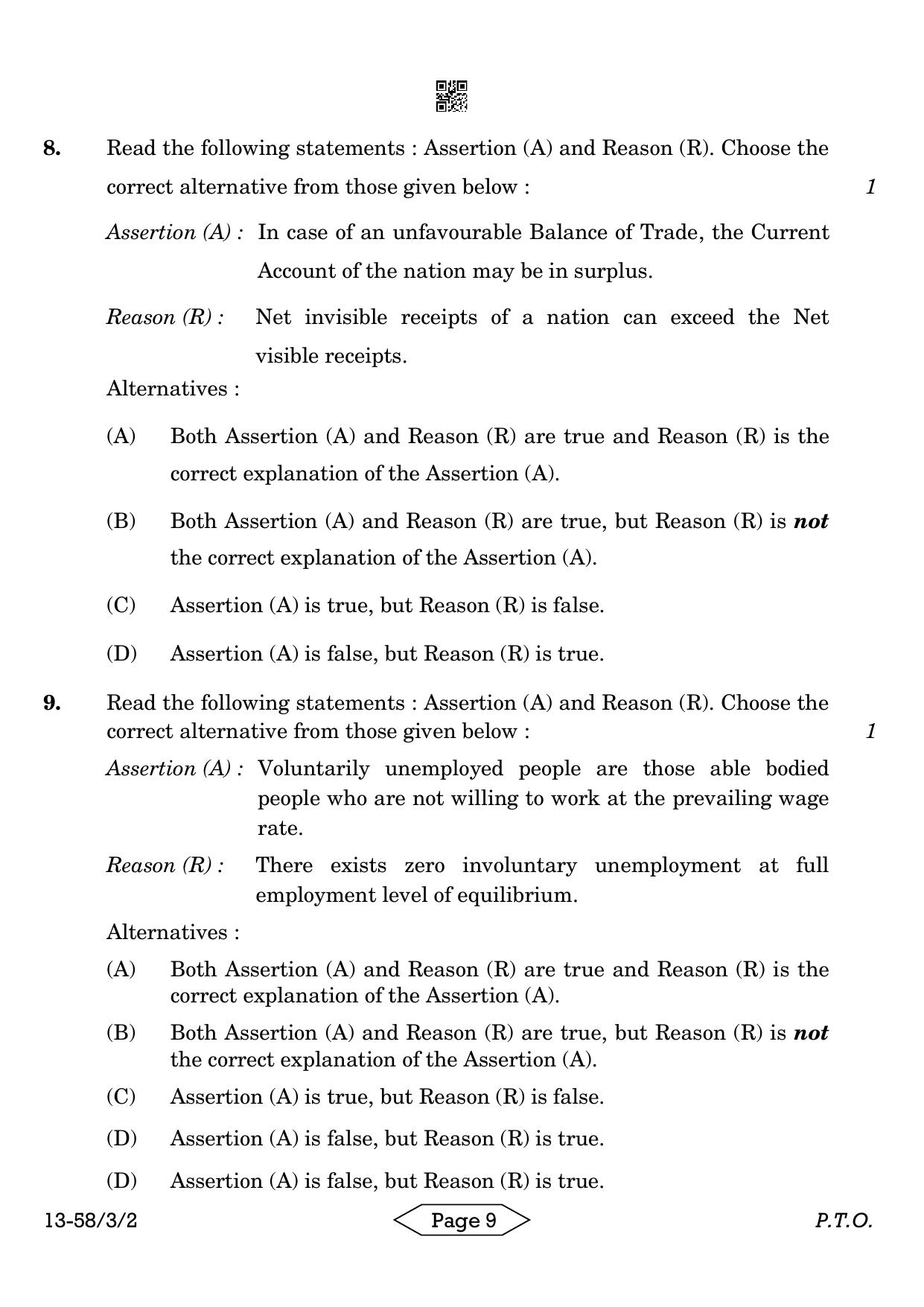CBSE Class 12 58-3-2 Economics 2024 Question Paper - Page 9