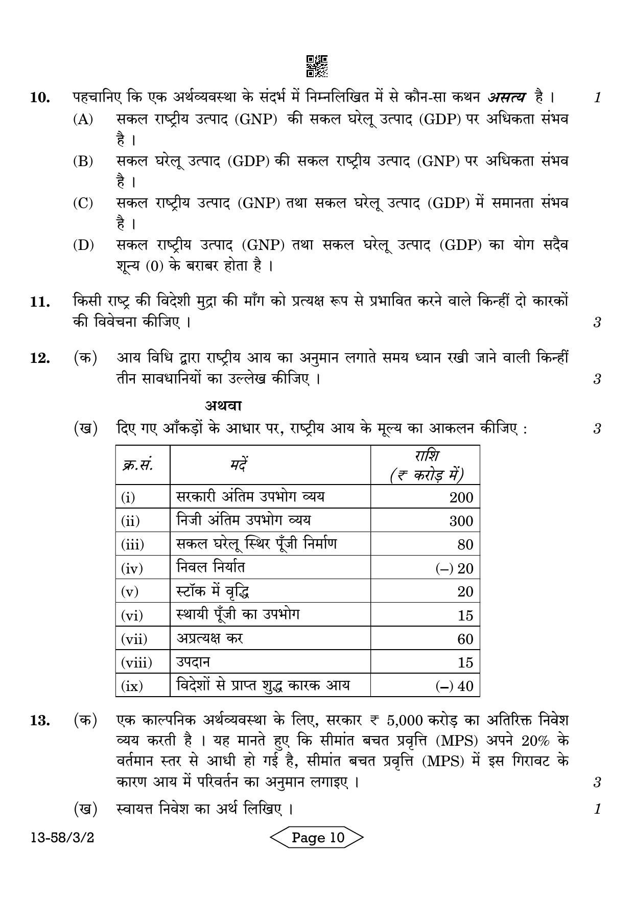 CBSE Class 12 58-3-2 Economics 2024 Question Paper - Page 10