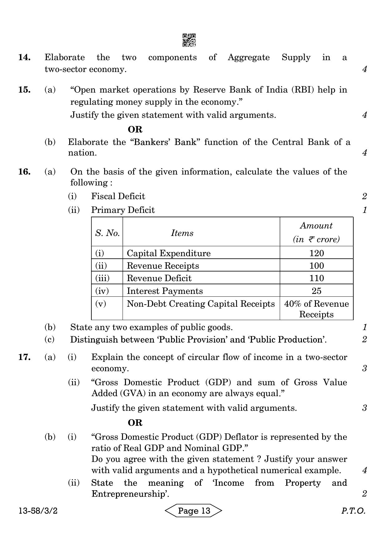 CBSE Class 12 58-3-2 Economics 2024 Question Paper - Page 13