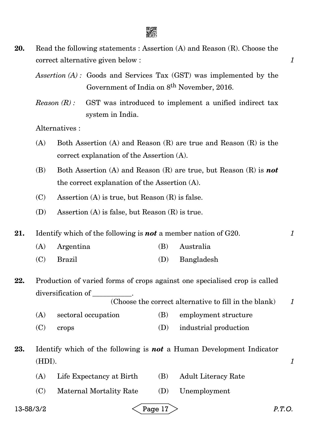 CBSE Class 12 58-3-2 Economics 2024 Question Paper - Page 17