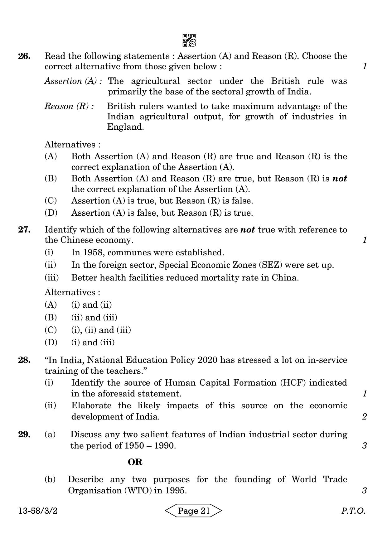CBSE Class 12 58-3-2 Economics 2024 Question Paper - Page 21