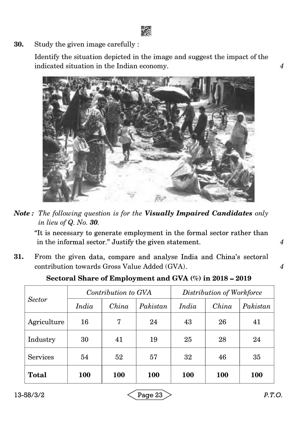 CBSE Class 12 58-3-2 Economics 2024 Question Paper - Page 23