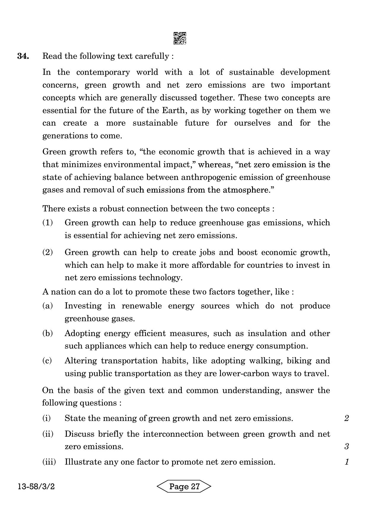 CBSE Class 12 58-3-2 Economics 2024 Question Paper - Page 27