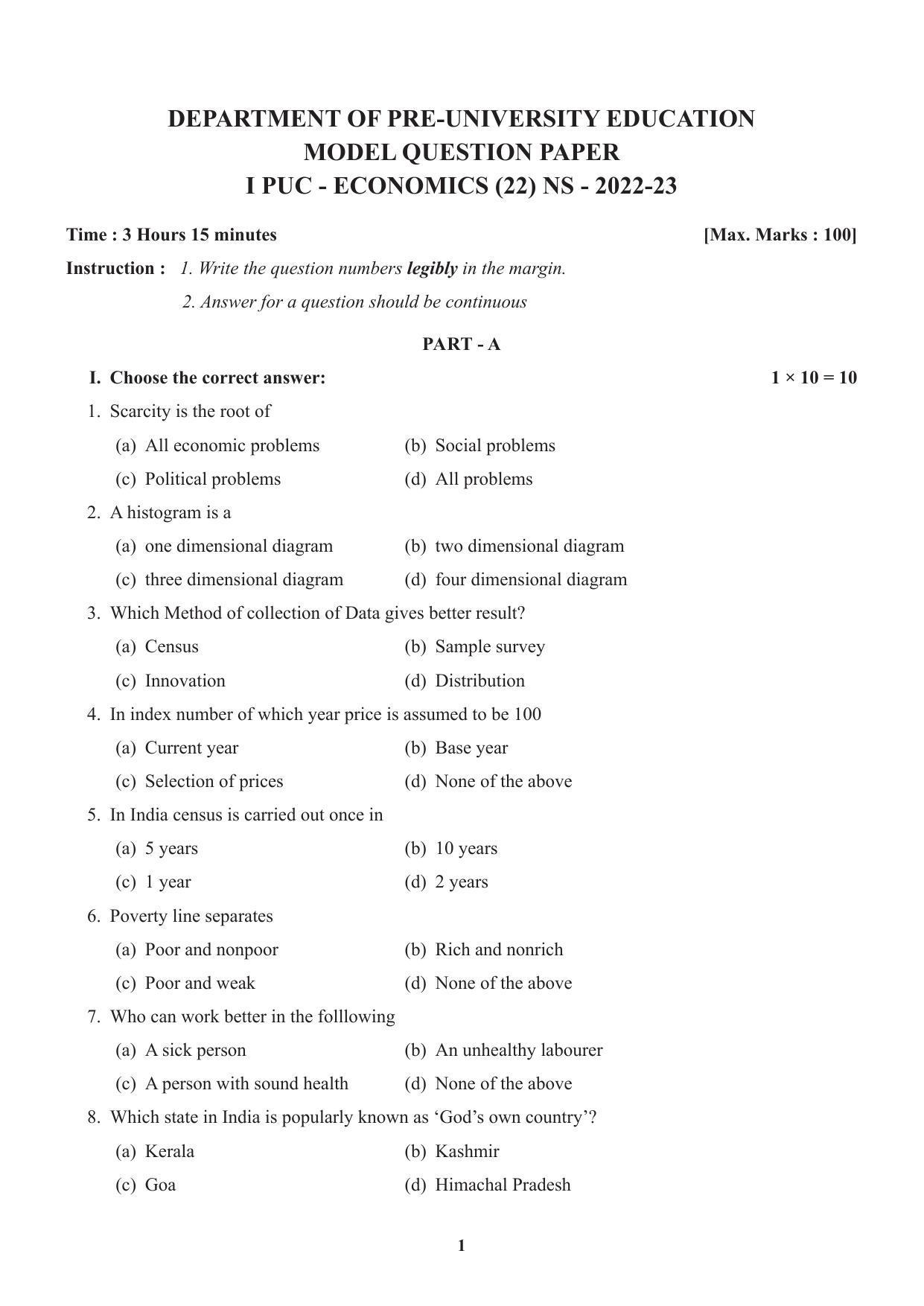 Karnataka 1st PUC ECONOMICS Model Question Paper - Page 2