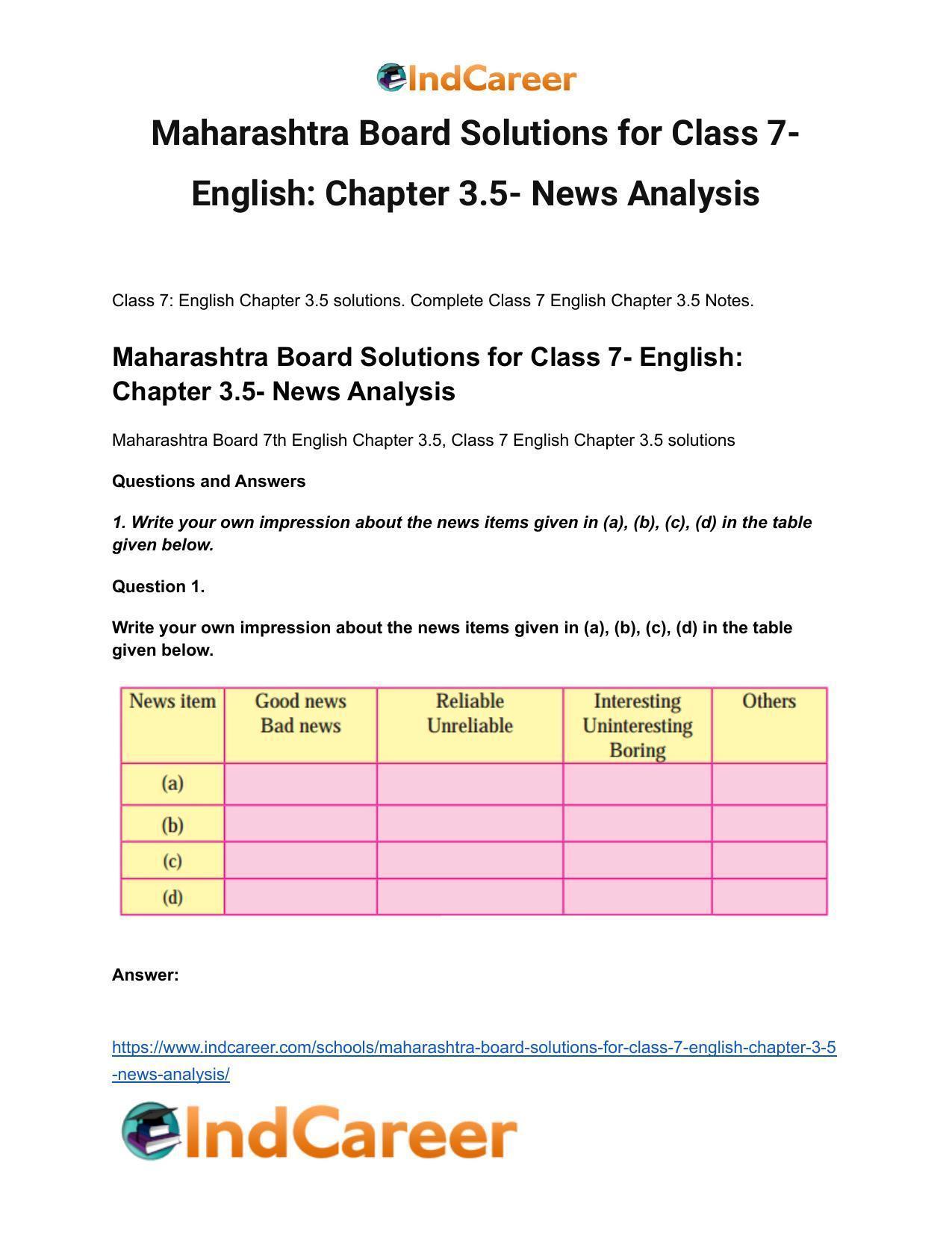 Maharashtra Board Solutions for Class 7- English: Chapter 3.5- News Analysis - Page 2