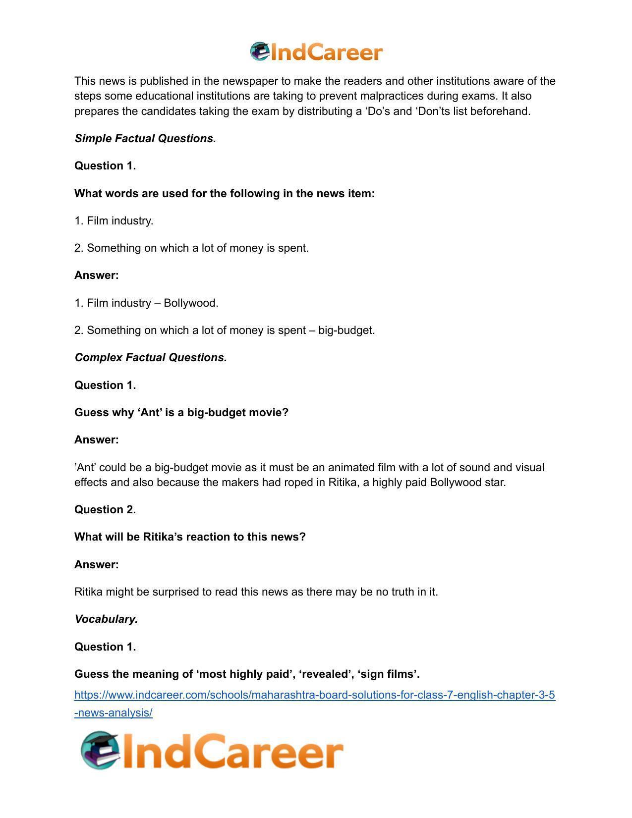 Maharashtra Board Solutions for Class 7- English: Chapter 3.5- News Analysis - Page 10