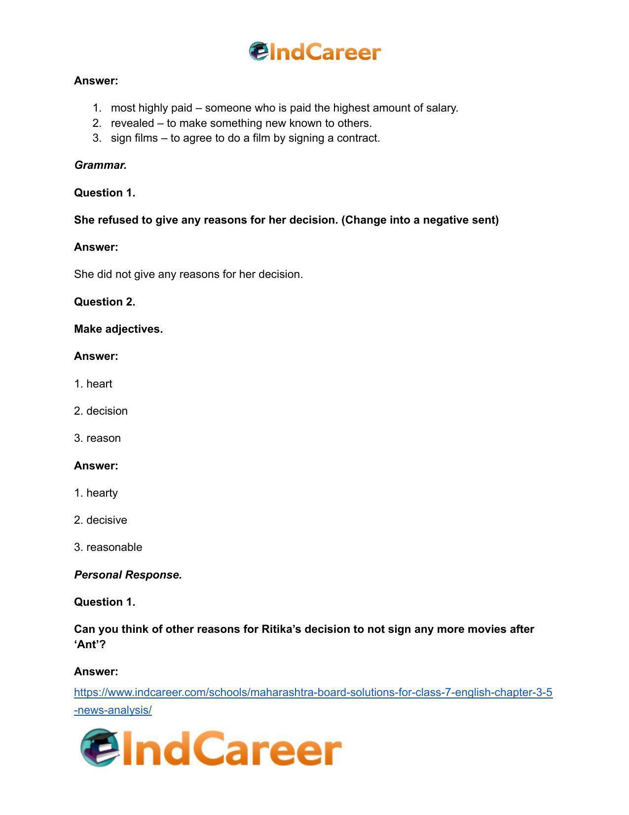 Maharashtra Board Solutions for Class 7- English: Chapter 3.5- News Analysis - Page 11