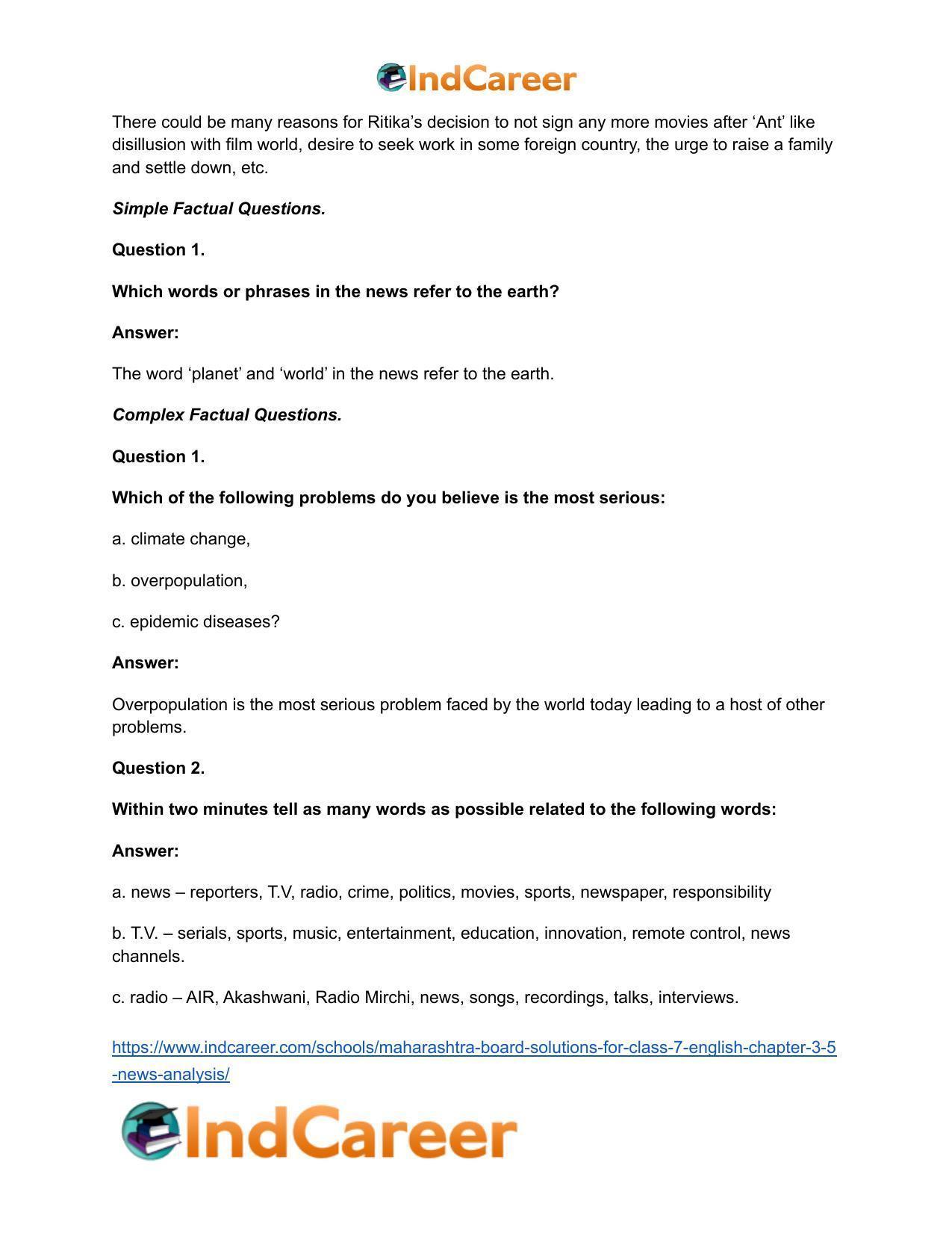 Maharashtra Board Solutions for Class 7- English: Chapter 3.5- News Analysis - Page 12