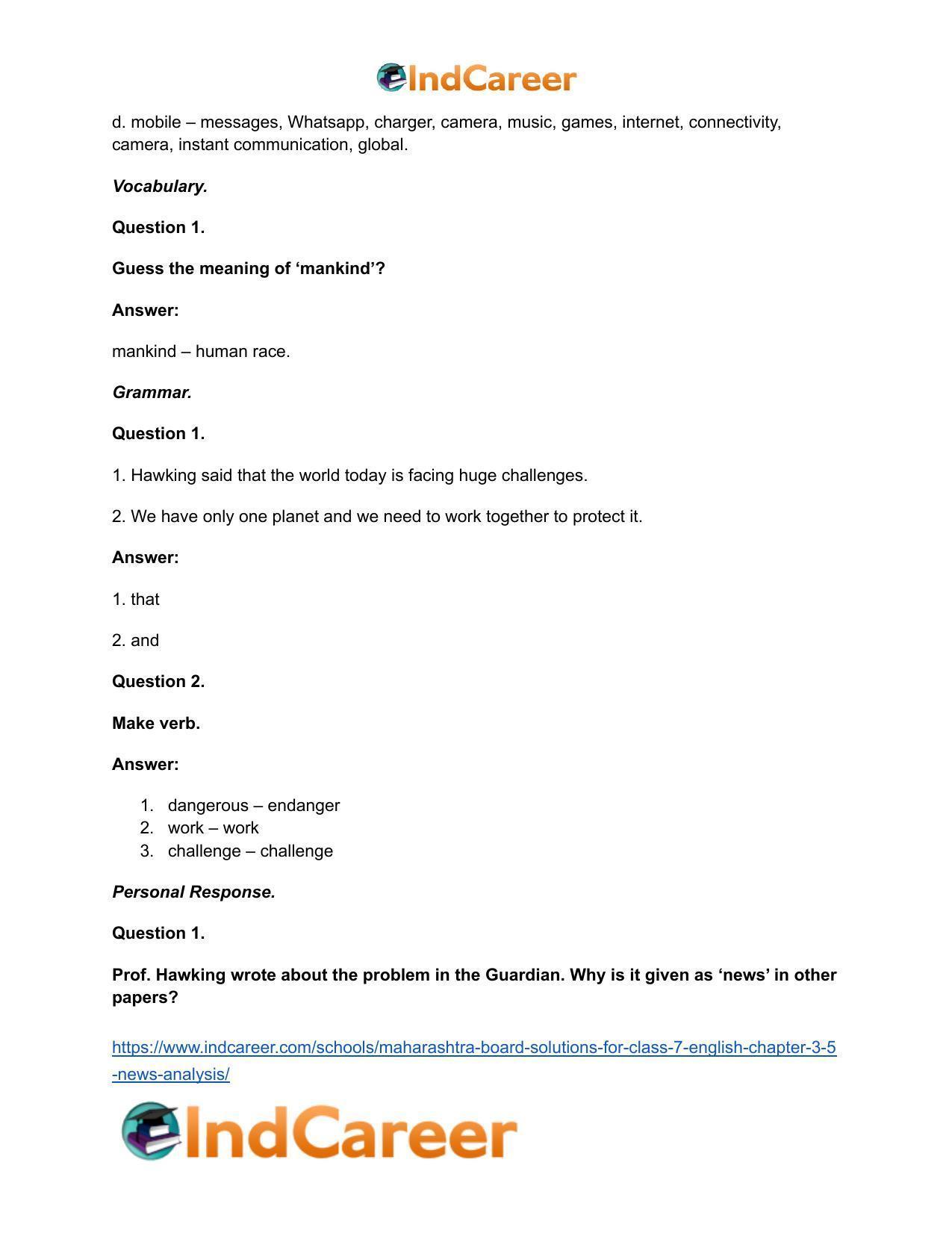 Maharashtra Board Solutions for Class 7- English: Chapter 3.5- News Analysis - Page 13