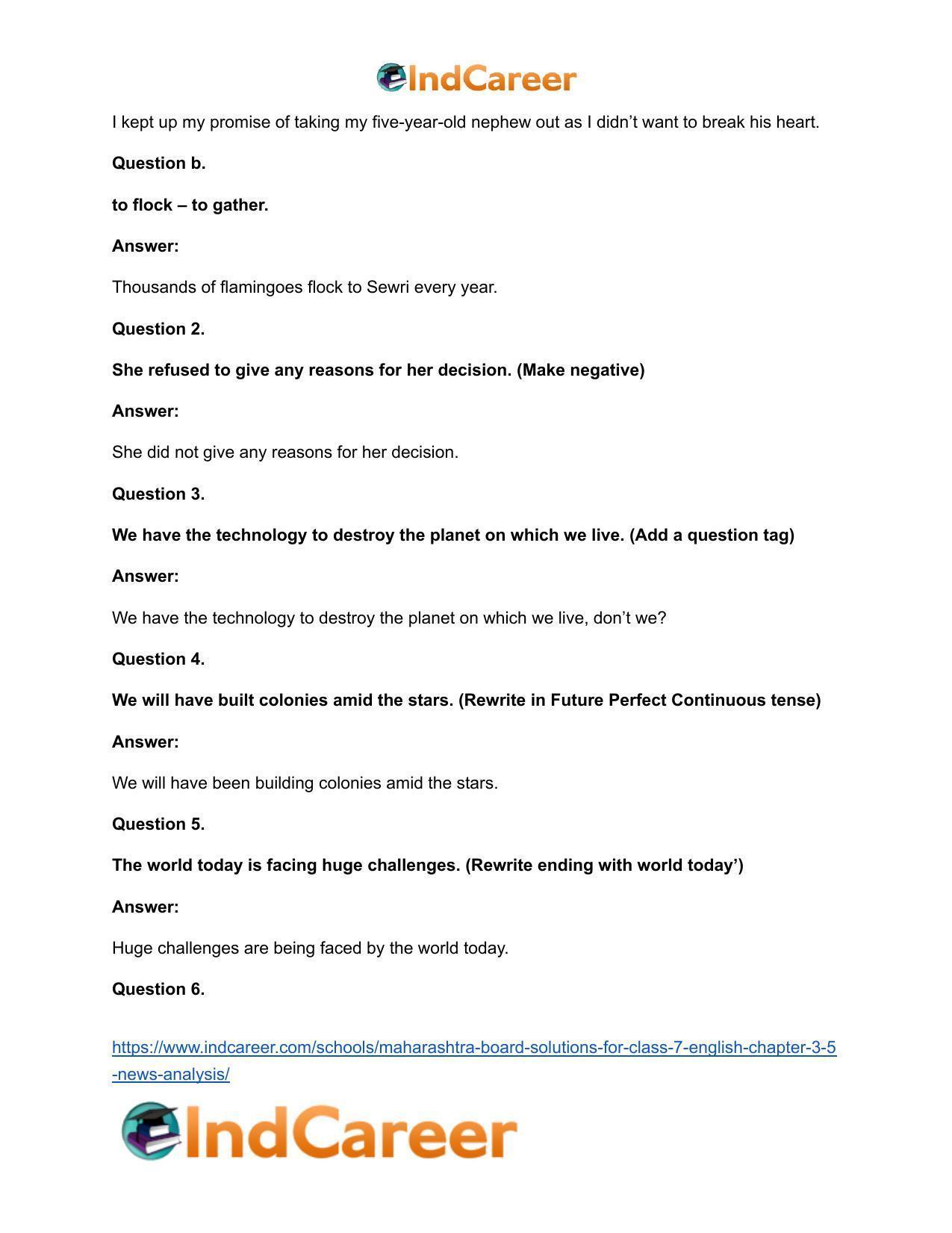 Maharashtra Board Solutions for Class 7- English: Chapter 3.5- News Analysis - Page 17