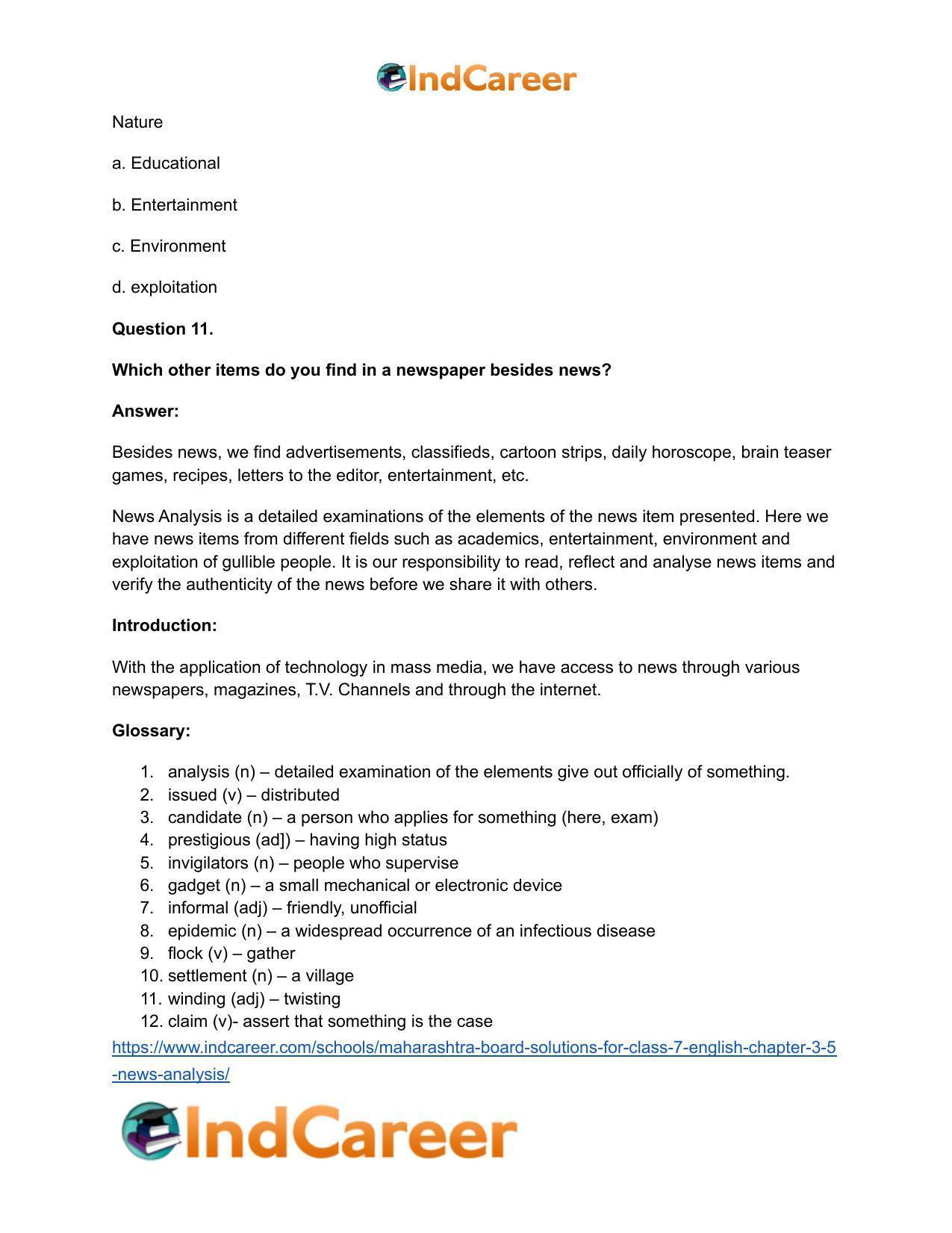 Maharashtra Board Solutions for Class 7- English: Chapter 3.5- News Analysis - Page 19