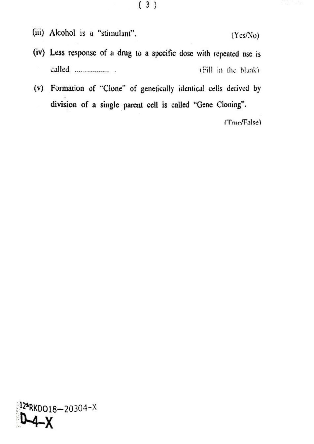 JKBOSE Class 12 Biology-Zoology 20304-X Question Papers 2018 - Page 3