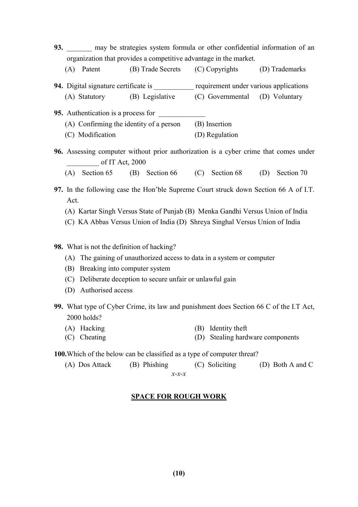 PU CET 2023 Question Paper - Page 10