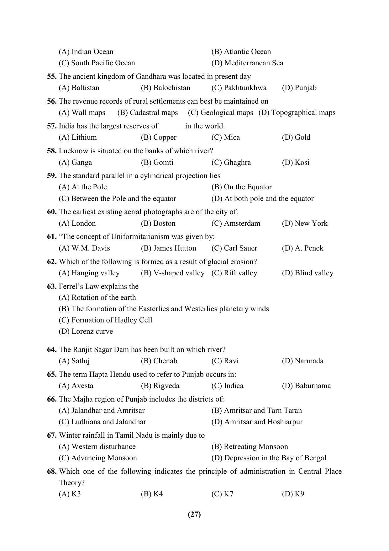 PU CET 2023 Question Paper - Page 27