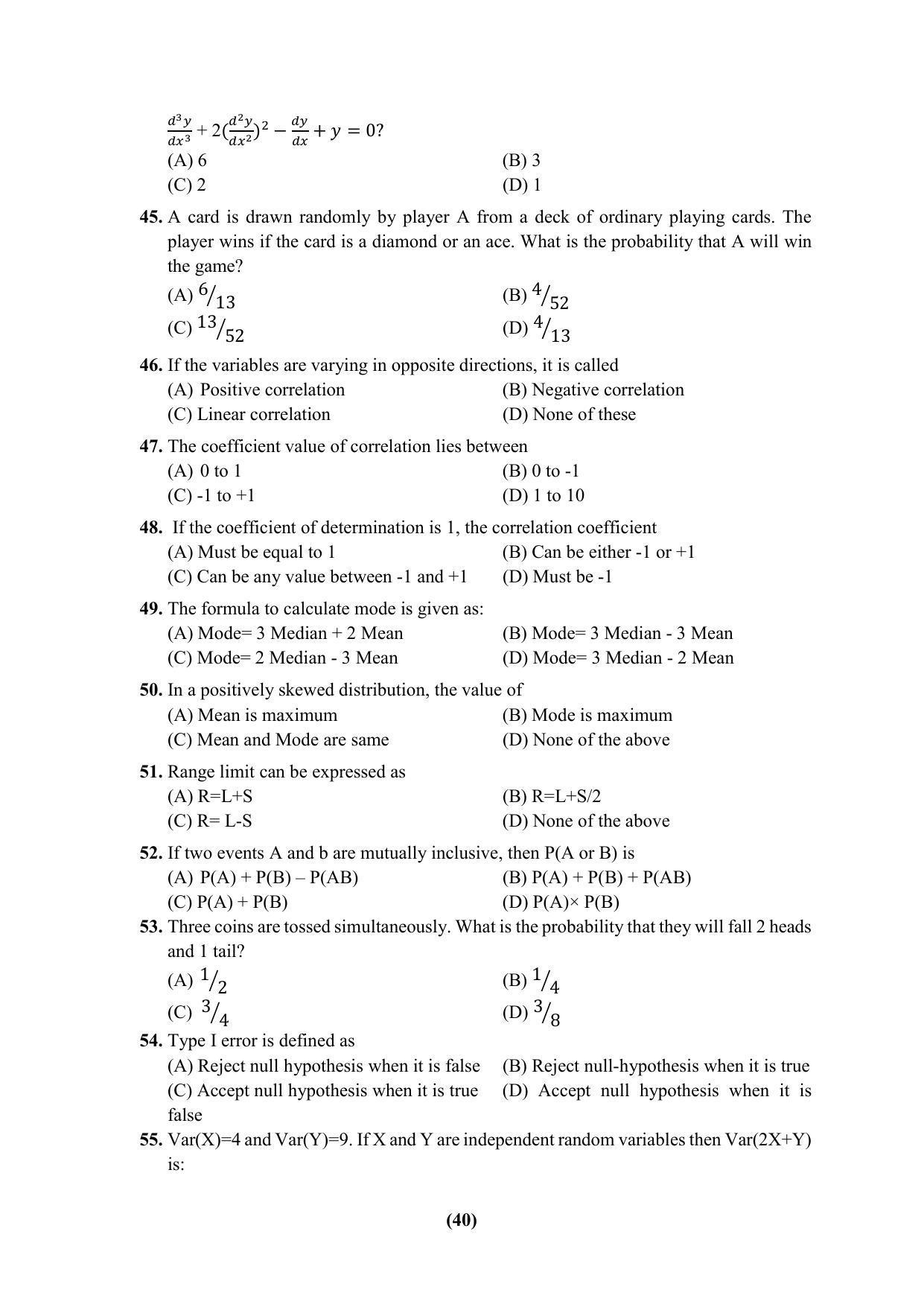 PU CET 2023 Question Paper - Page 40