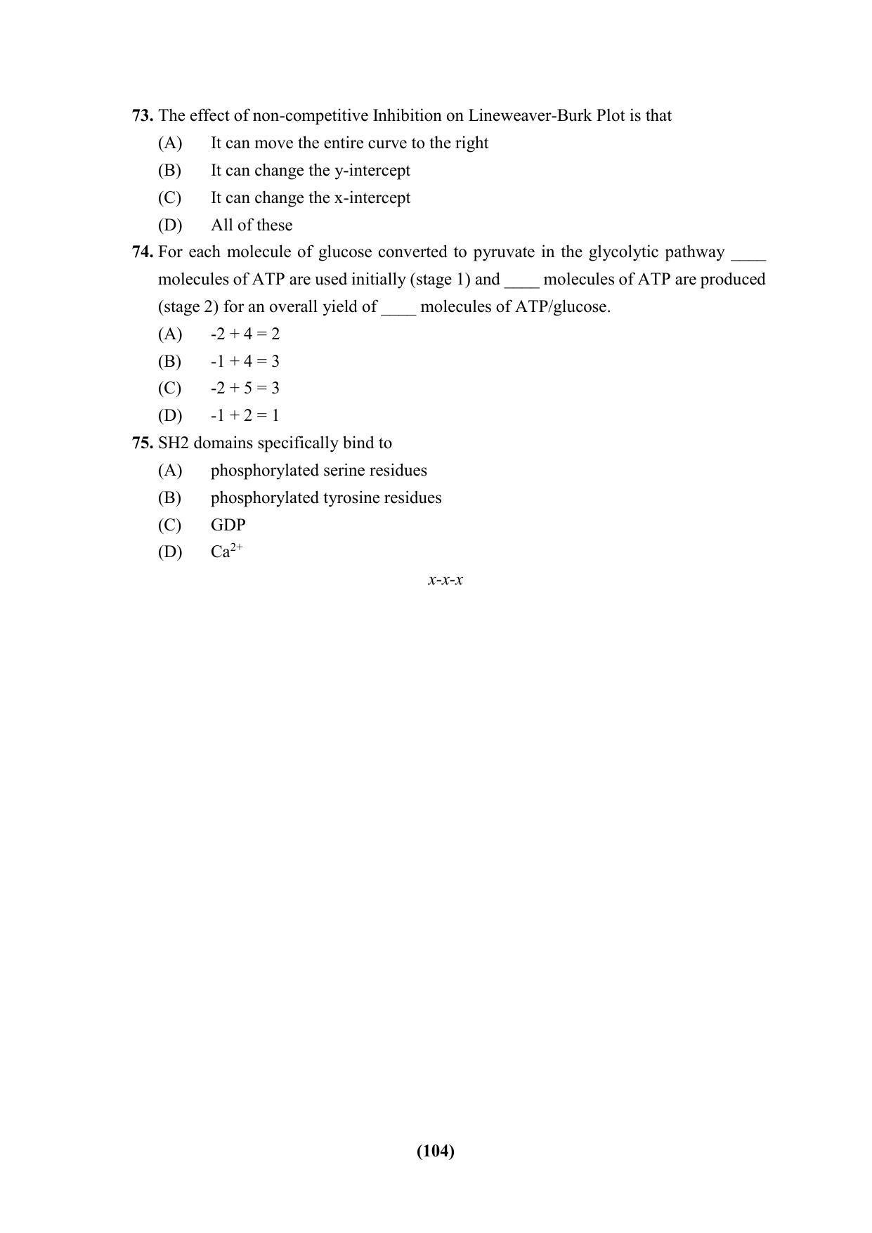 PU CET 2023 Question Paper - Page 104
