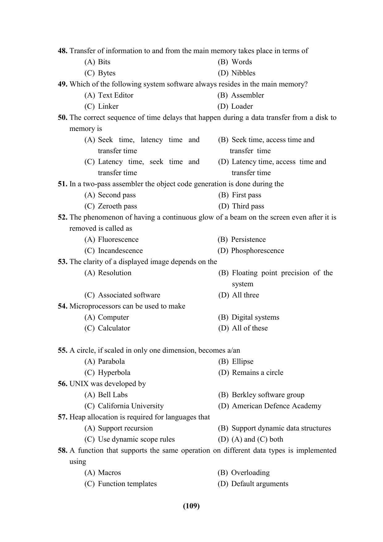 PU CET 2023 Question Paper - Page 109