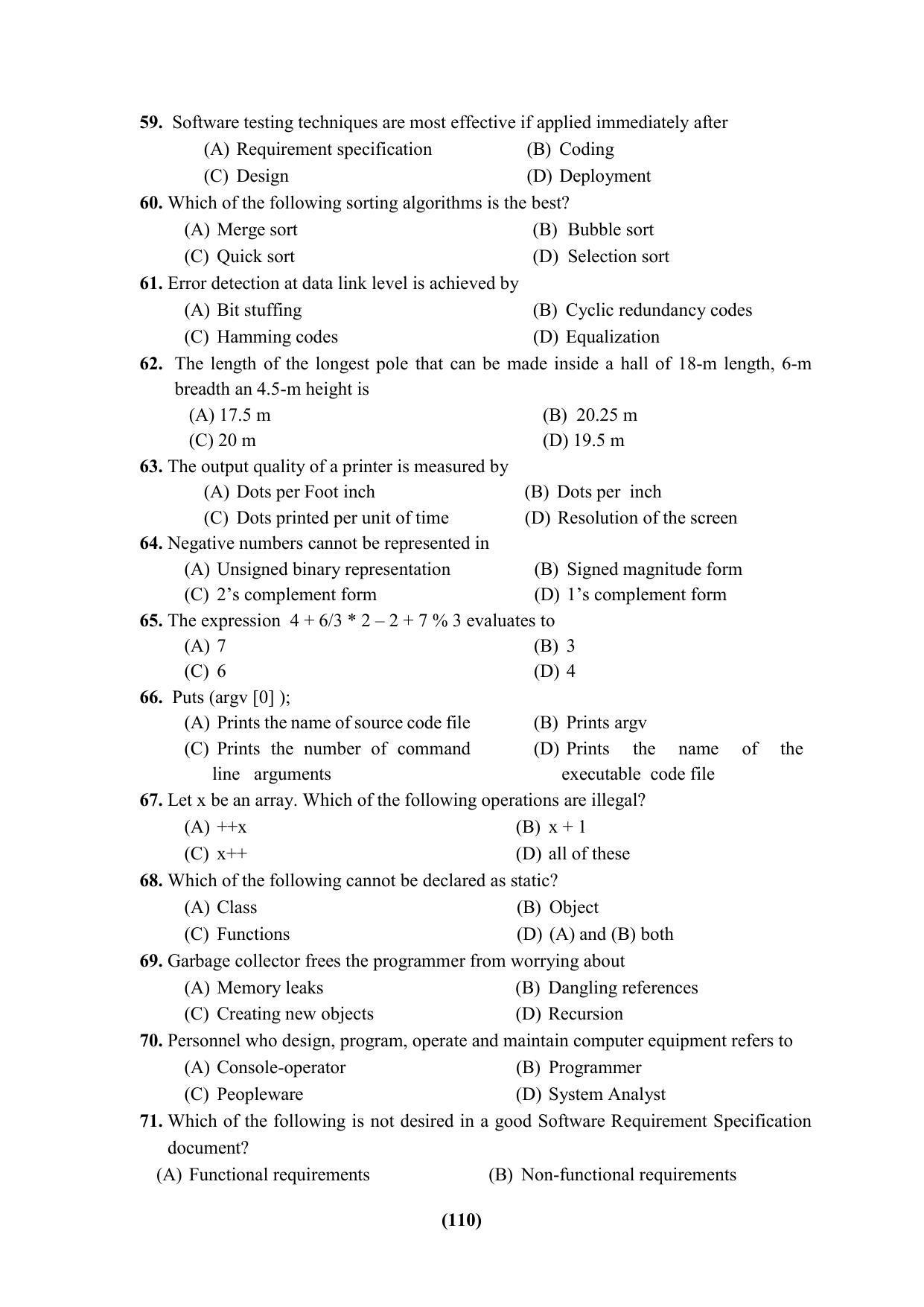 PU CET 2023 Question Paper - Page 110
