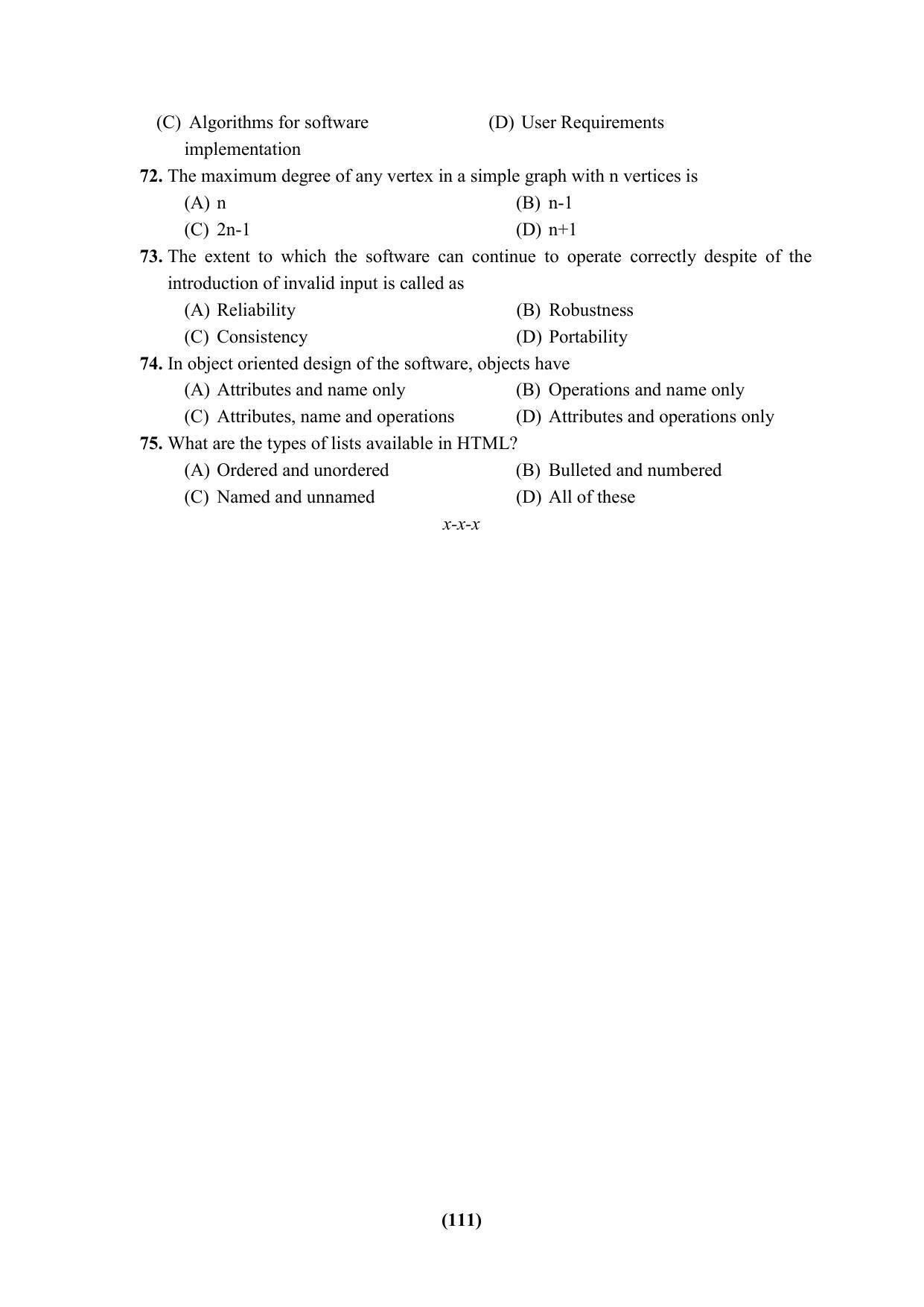 PU CET 2023 Question Paper - Page 111
