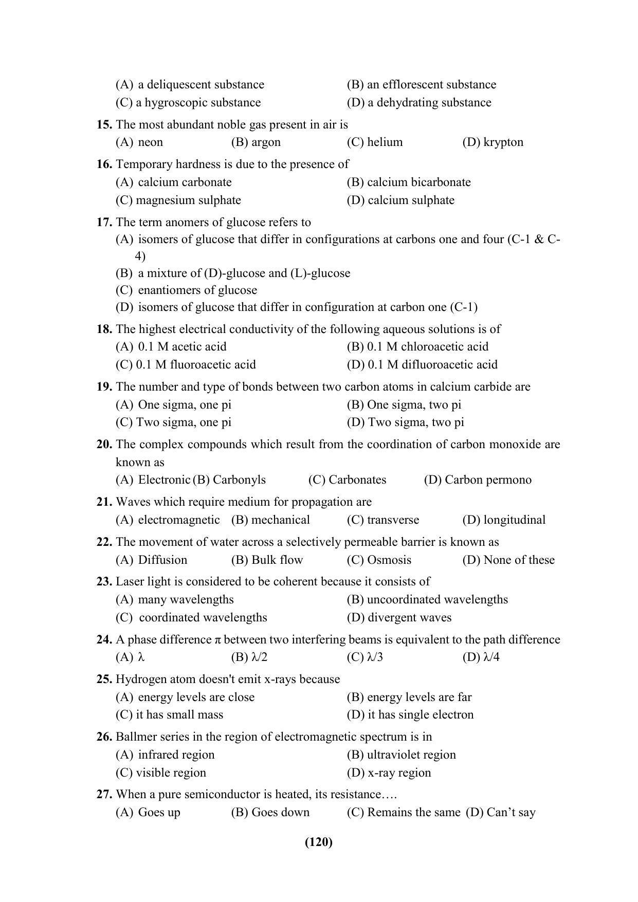PU CET 2023 Question Paper - Page 120