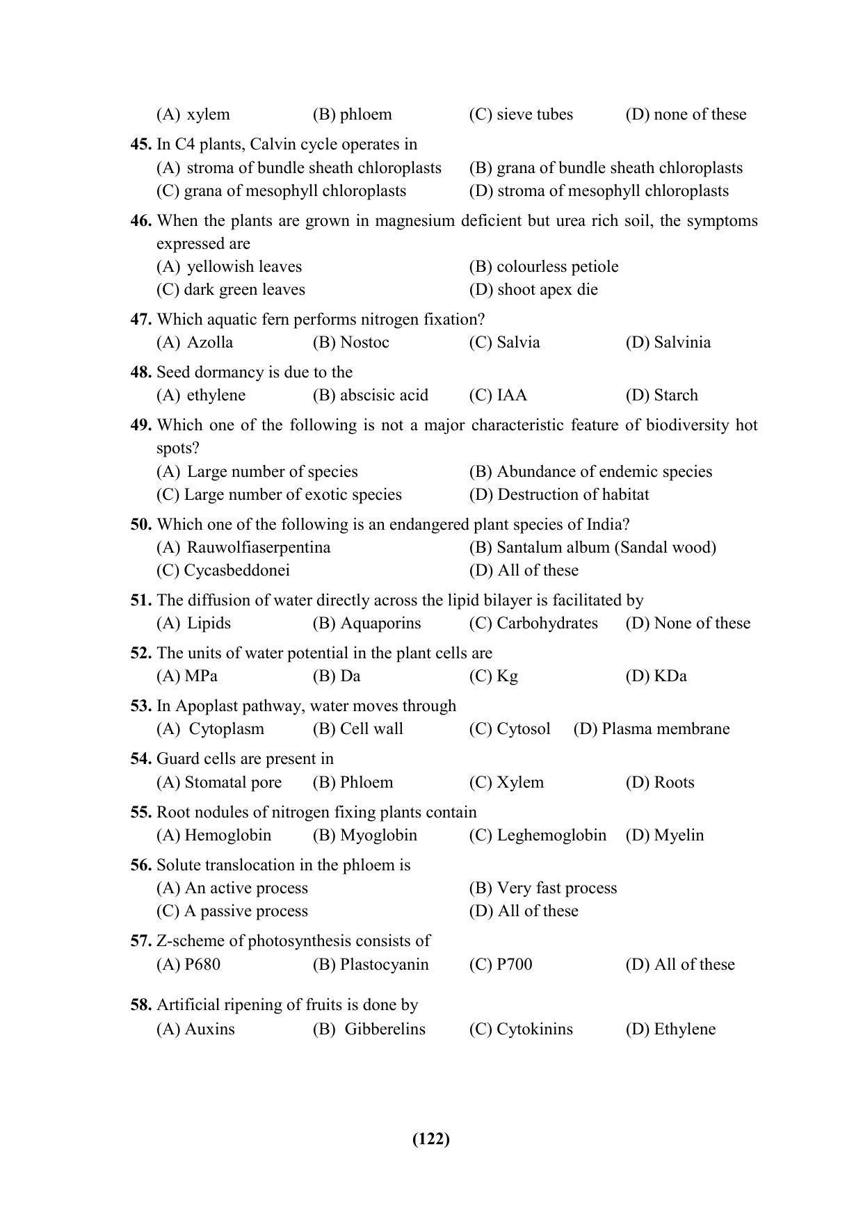 PU CET 2023 Question Paper - Page 122