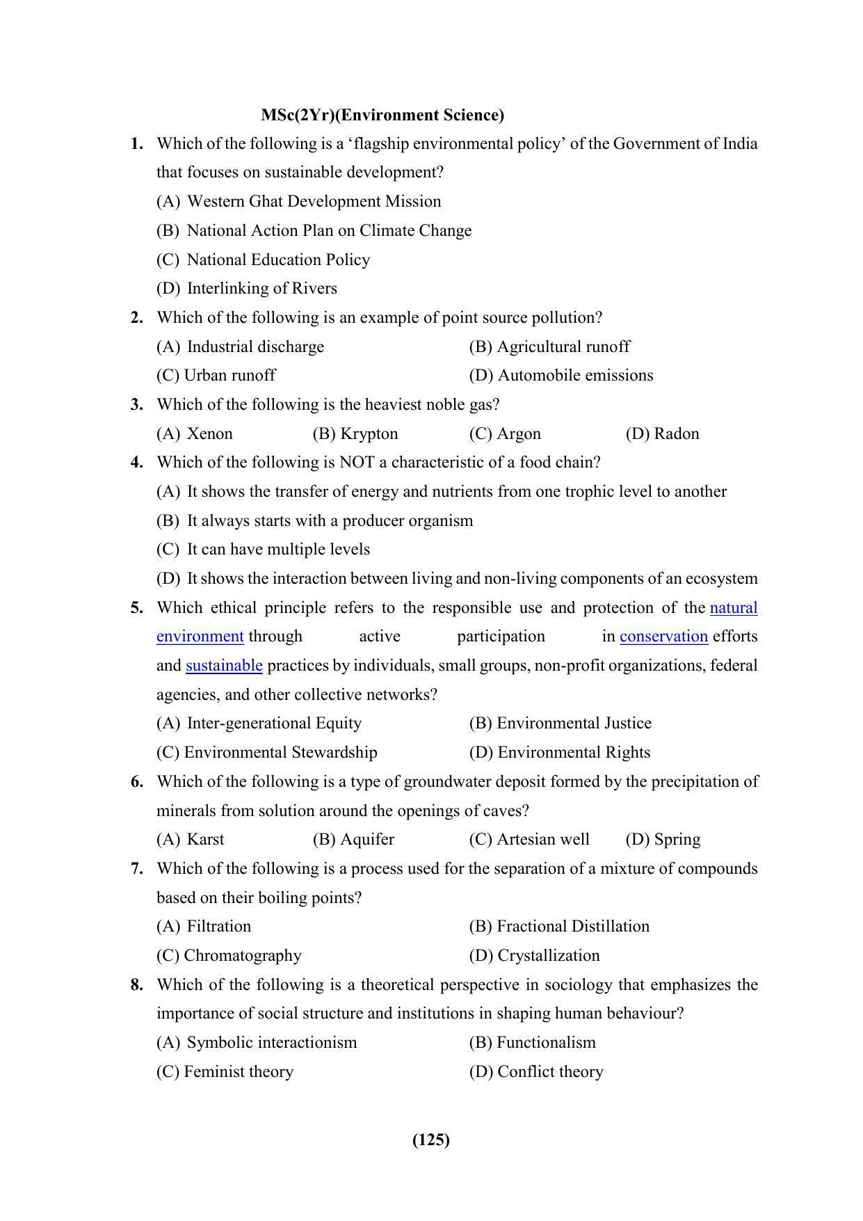 PU CET 2023 Question Paper - Page 125