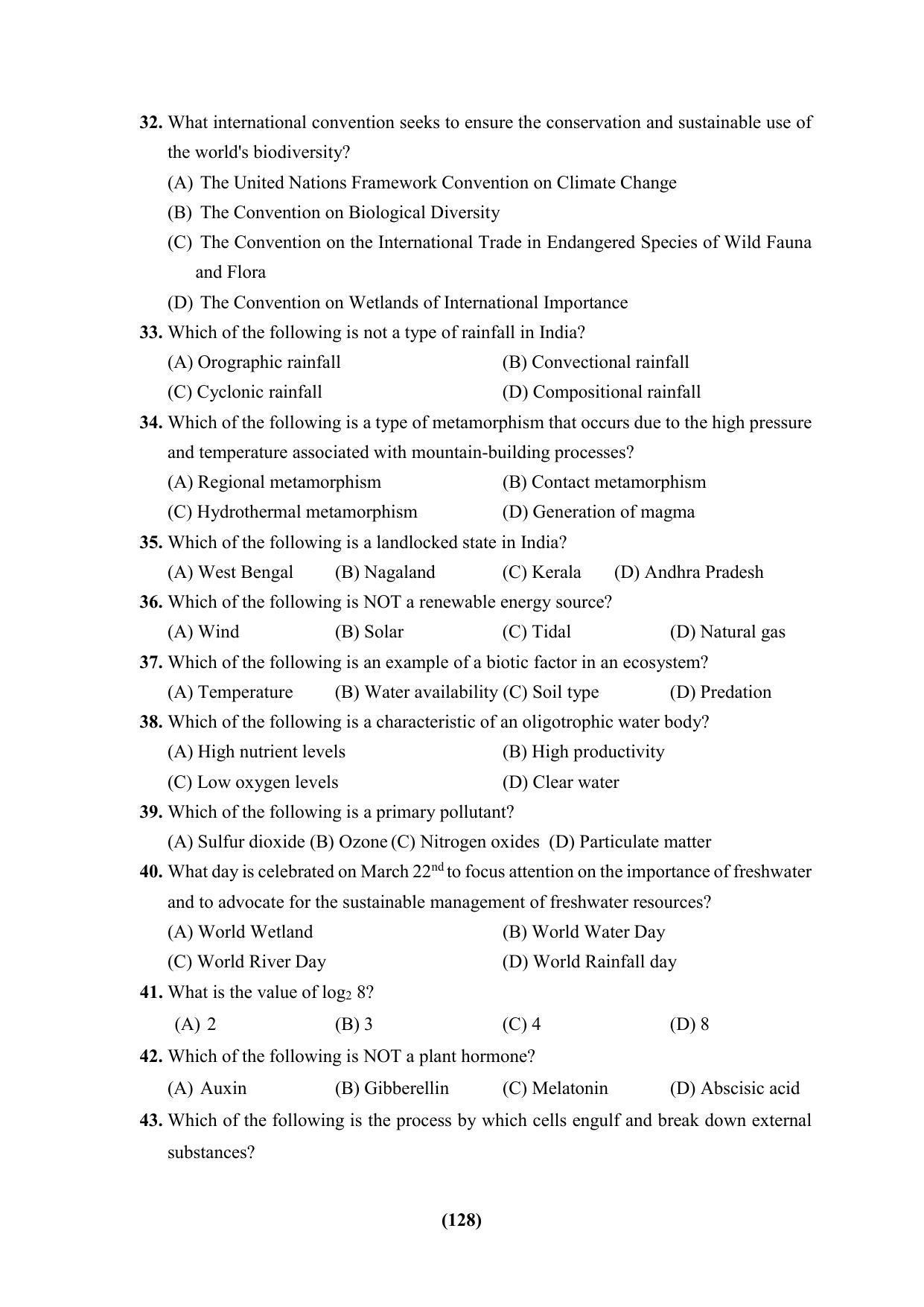 PU CET 2023 Question Paper - Page 128