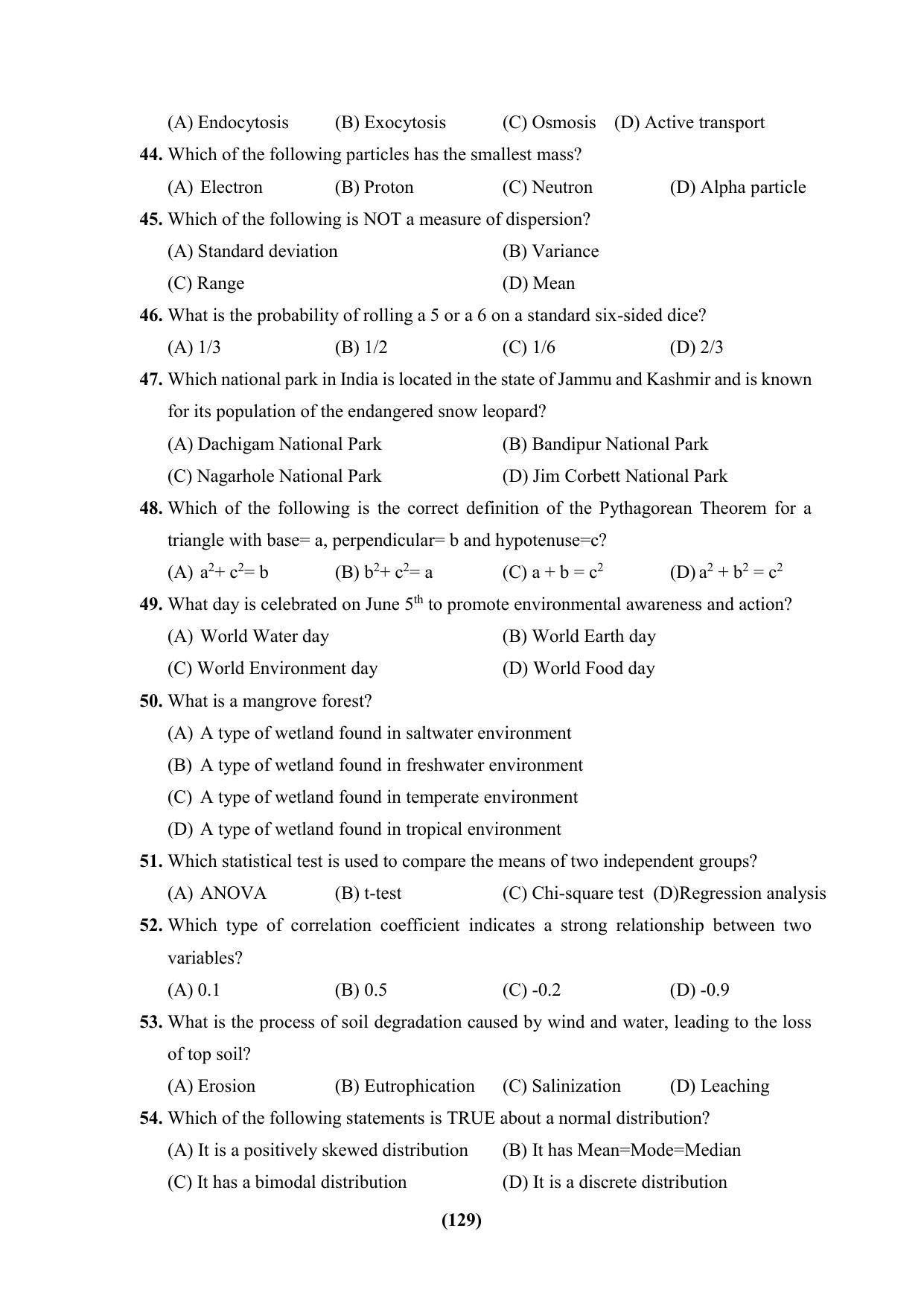 PU CET 2023 Question Paper - Page 129
