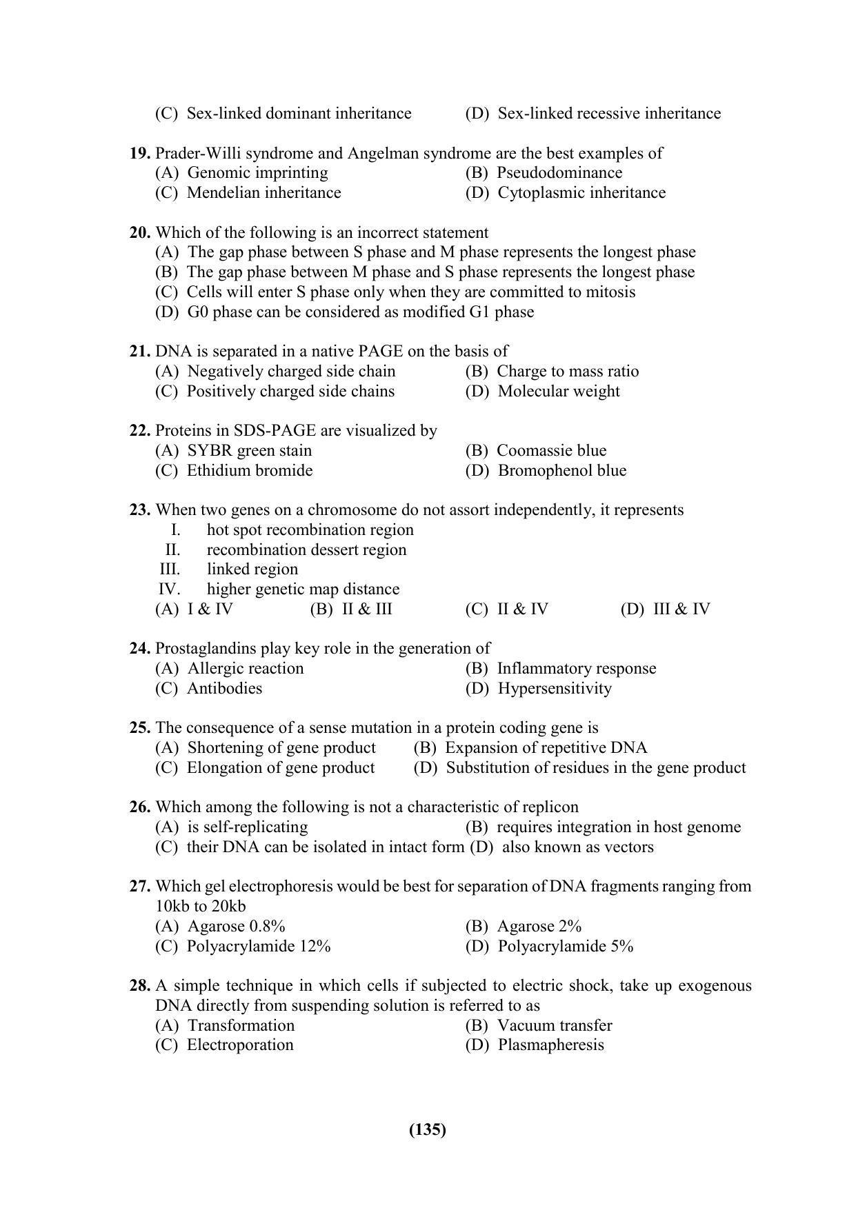 PU CET 2023 Question Paper - Page 135