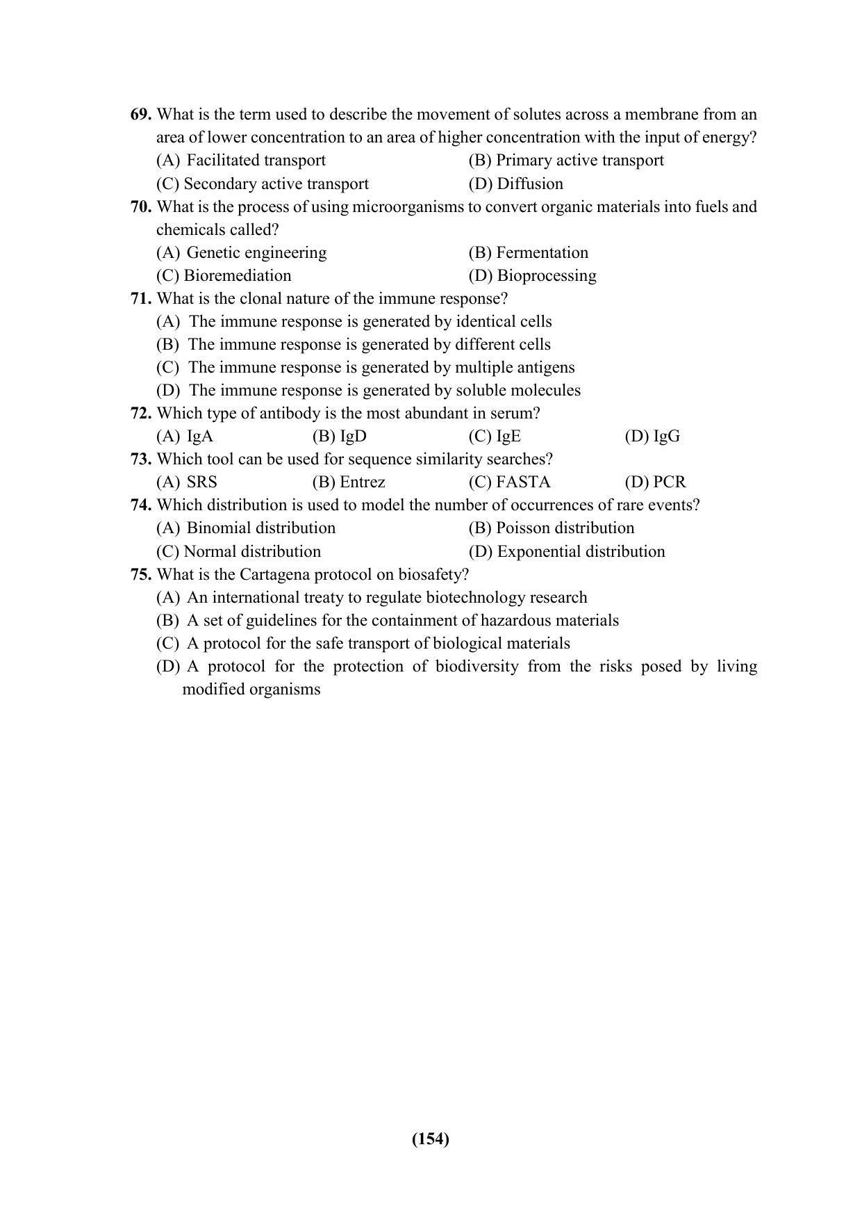 PU CET 2023 Question Paper - Page 154