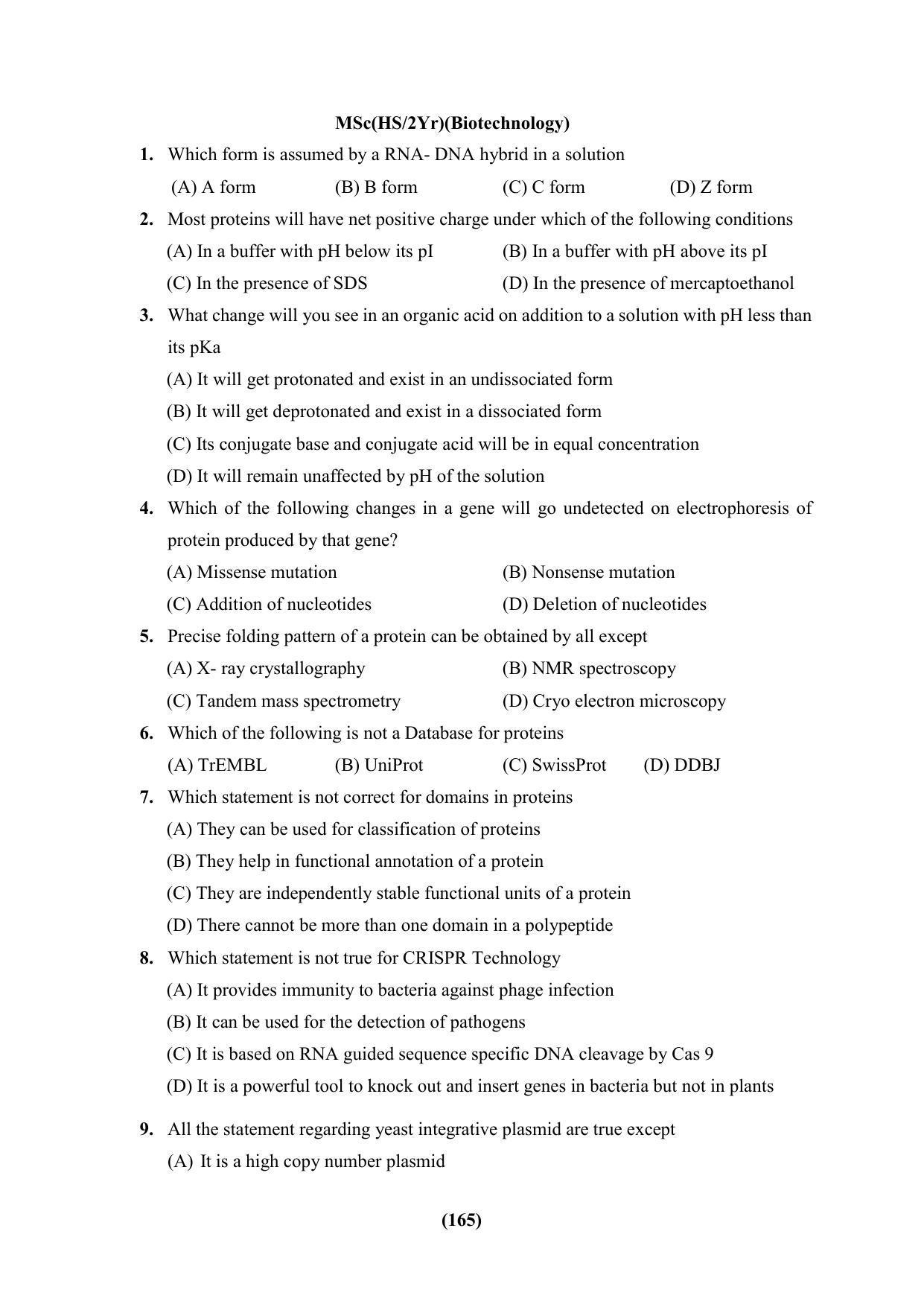 PU CET 2023 Question Paper - Page 165