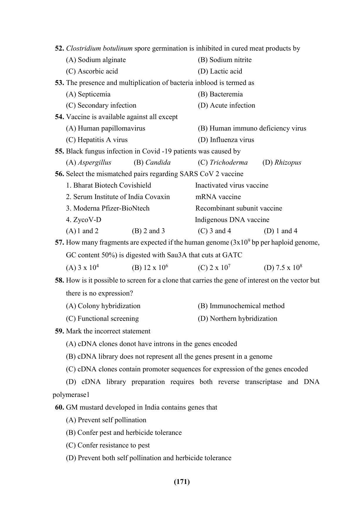 PU CET 2023 Question Paper - Page 171