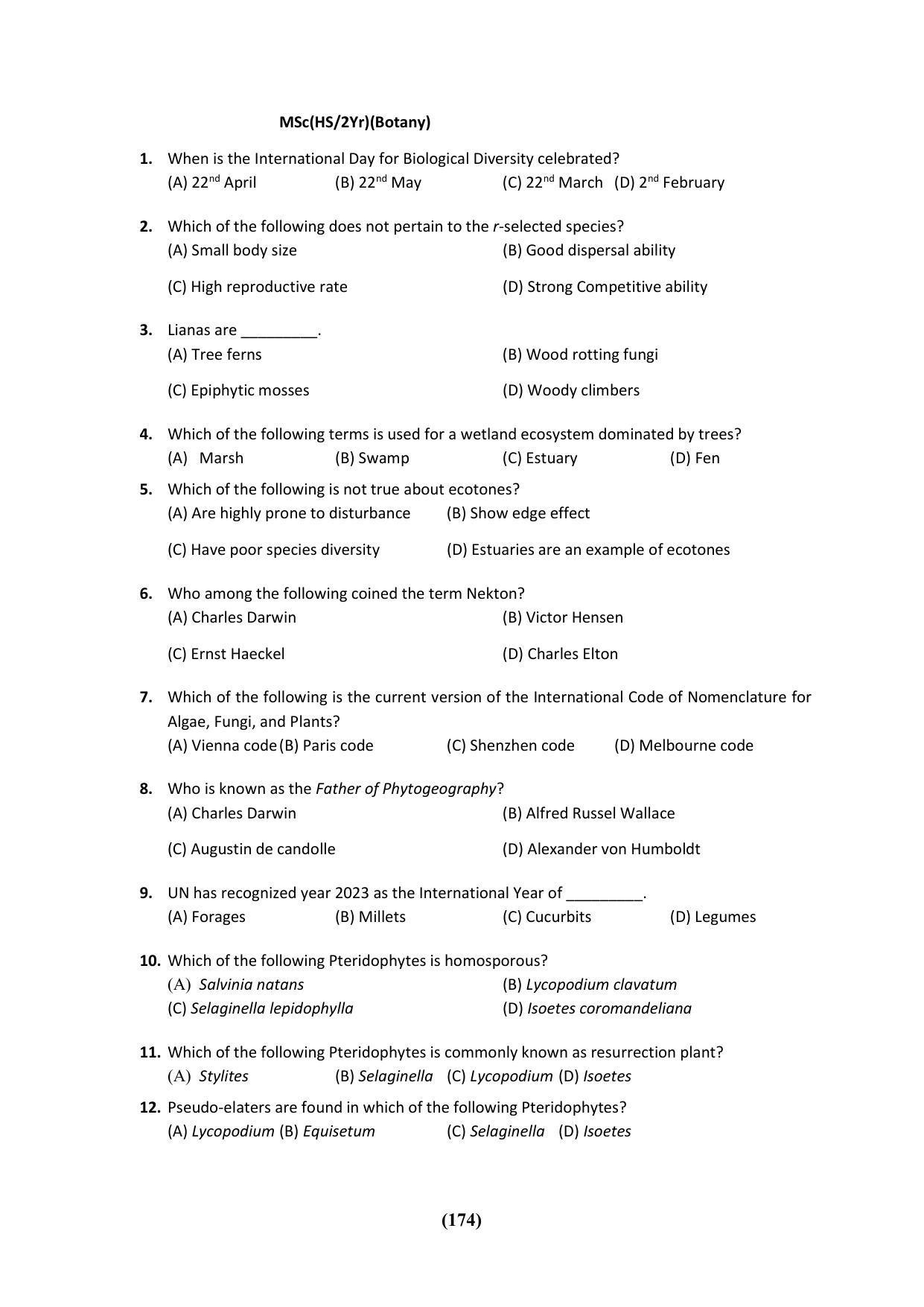 PU CET 2023 Question Paper - Page 174