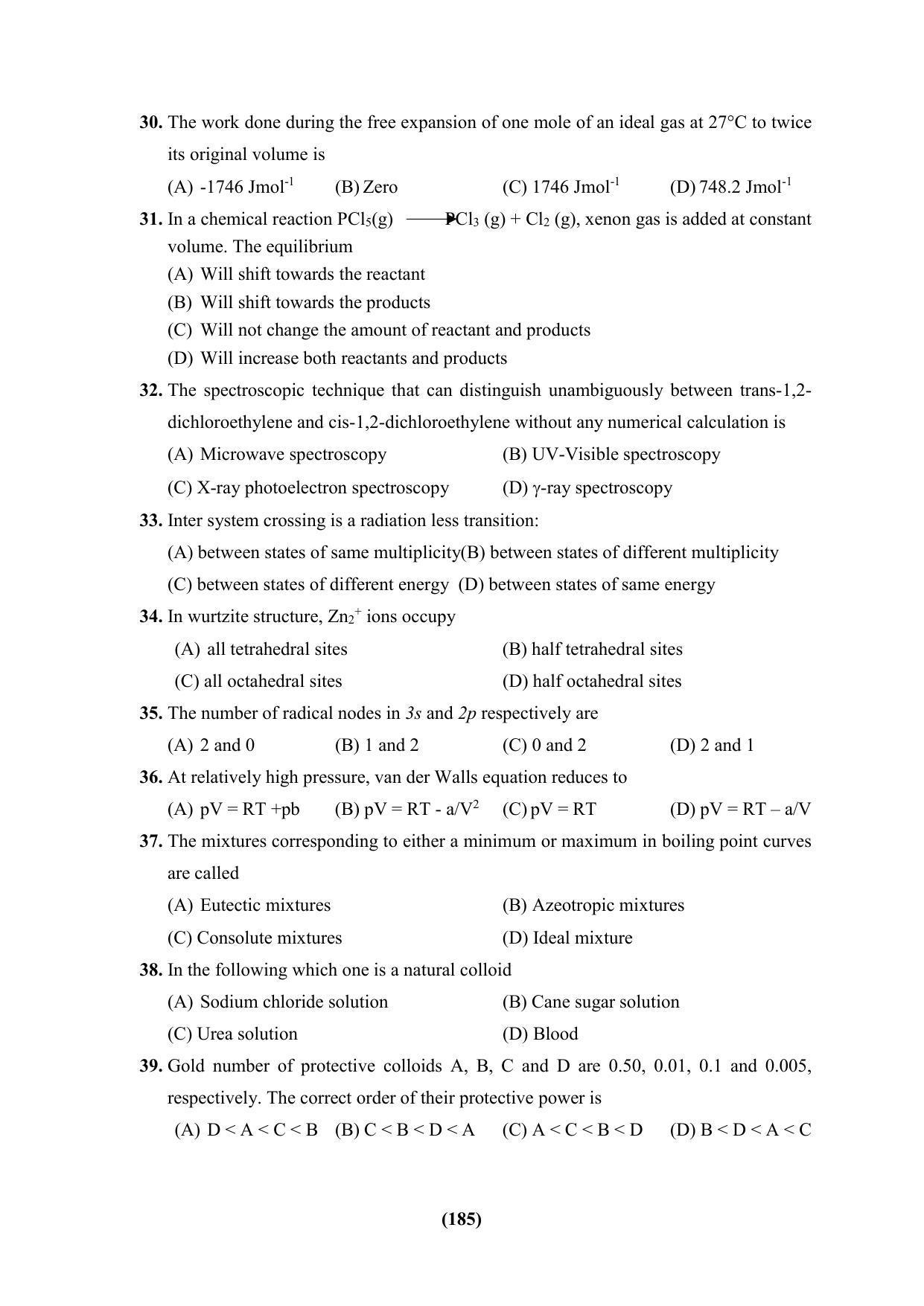 PU CET 2023 Question Paper - Page 185