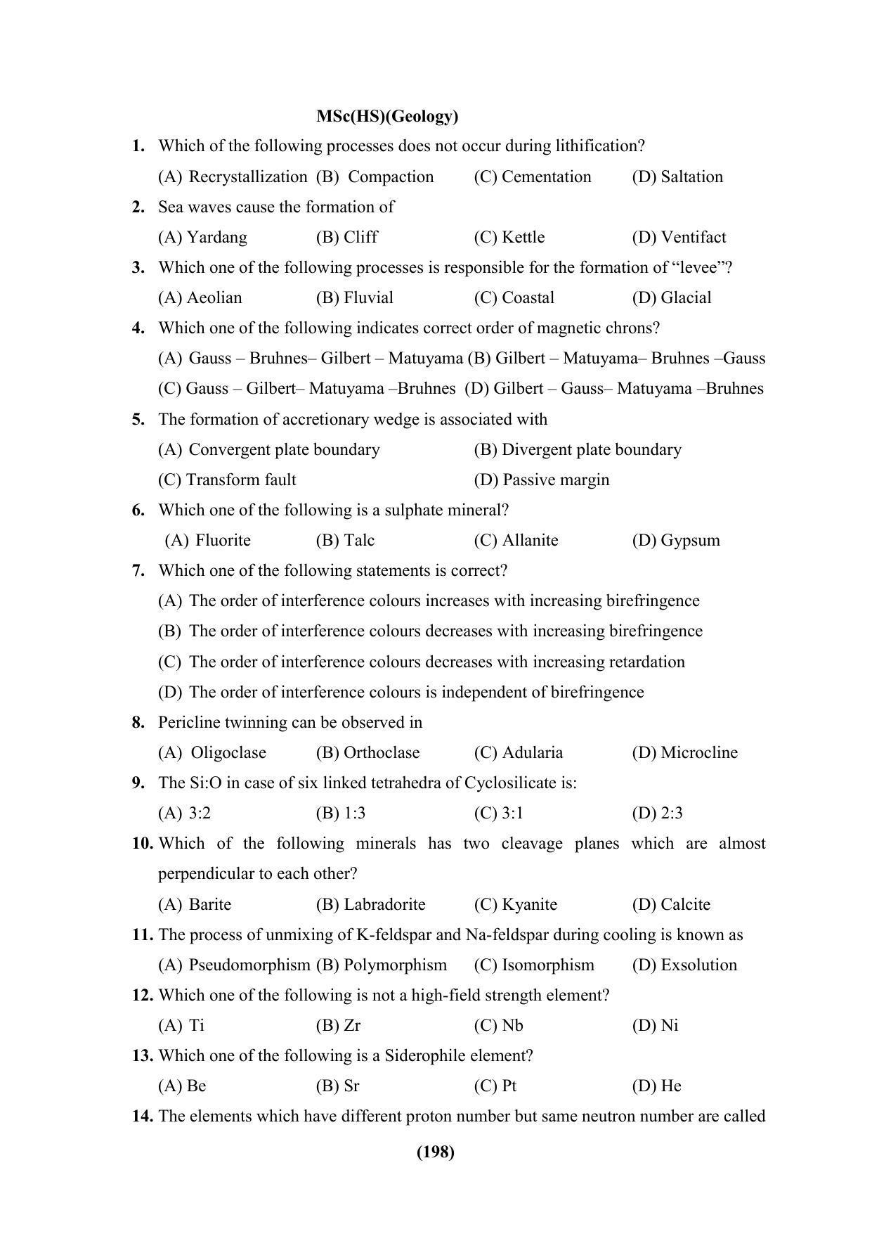PU CET 2023 Question Paper - Page 198
