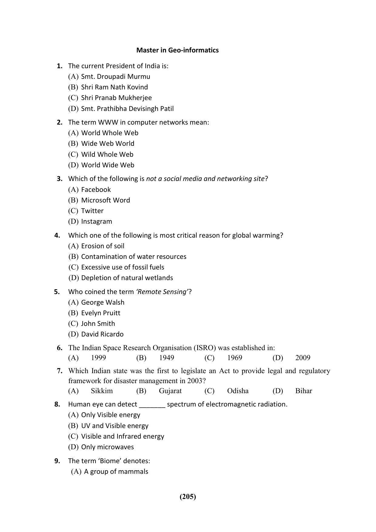 PU CET 2023 Question Paper - Page 205