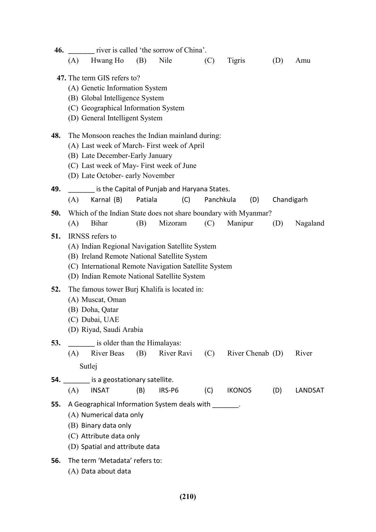 PU CET 2023 Question Paper - Page 210