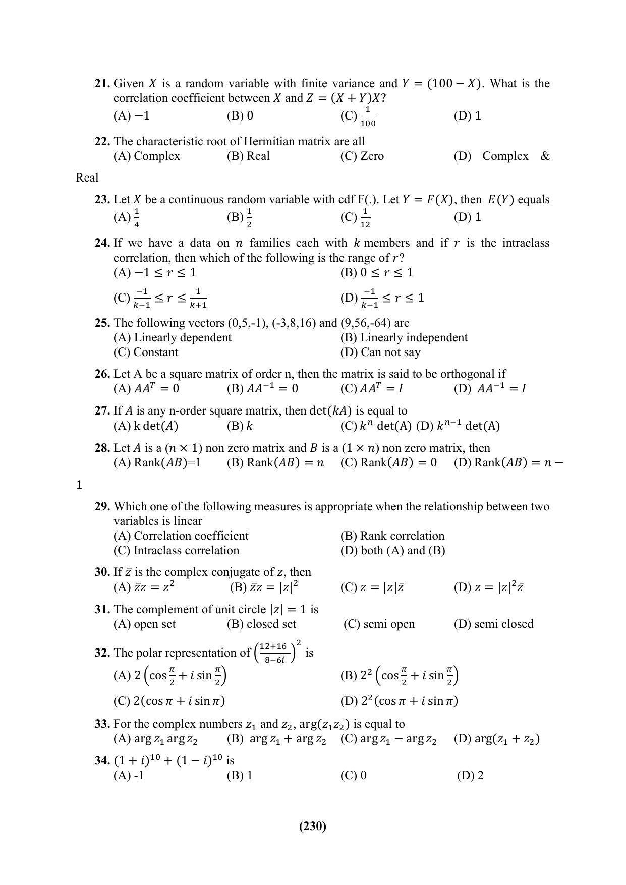 PU CET 2023 Question Paper - Page 230