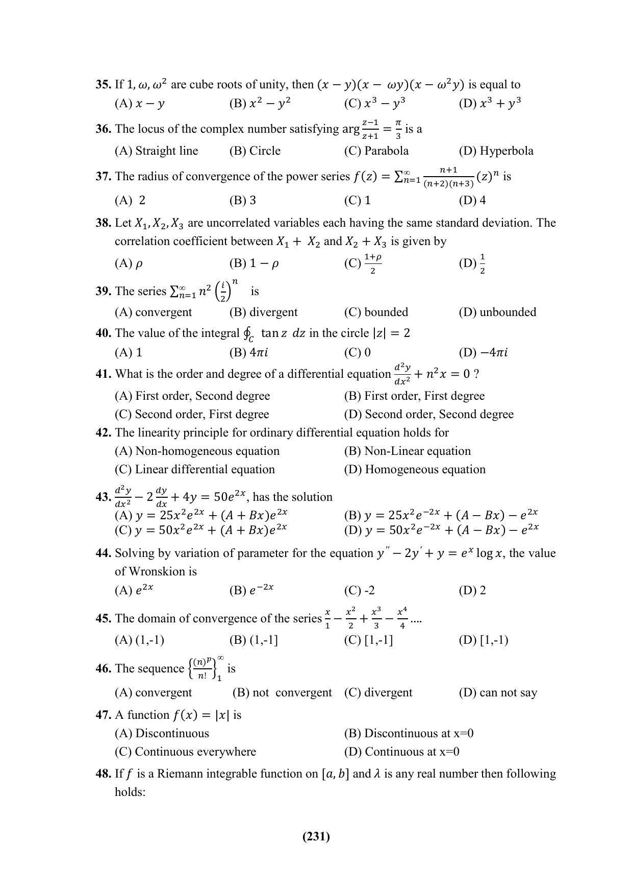 PU CET 2023 Question Paper - Page 231