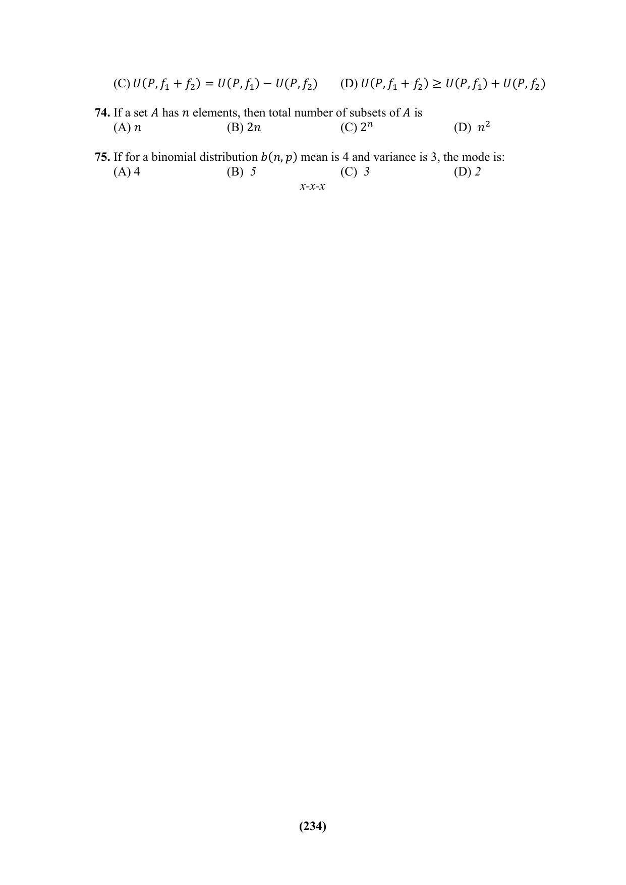 PU CET 2023 Question Paper - Page 234