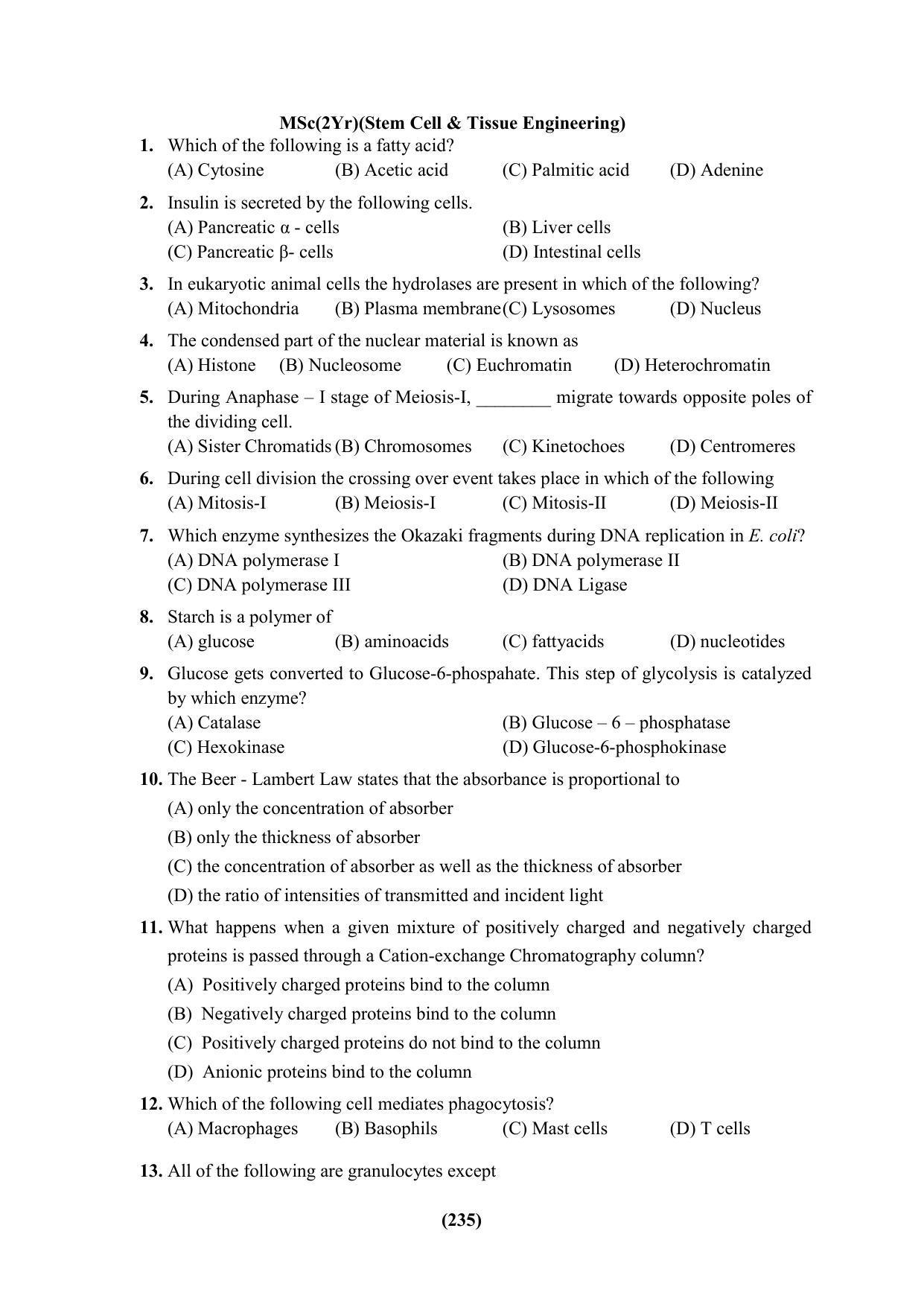 PU CET 2023 Question Paper - Page 235