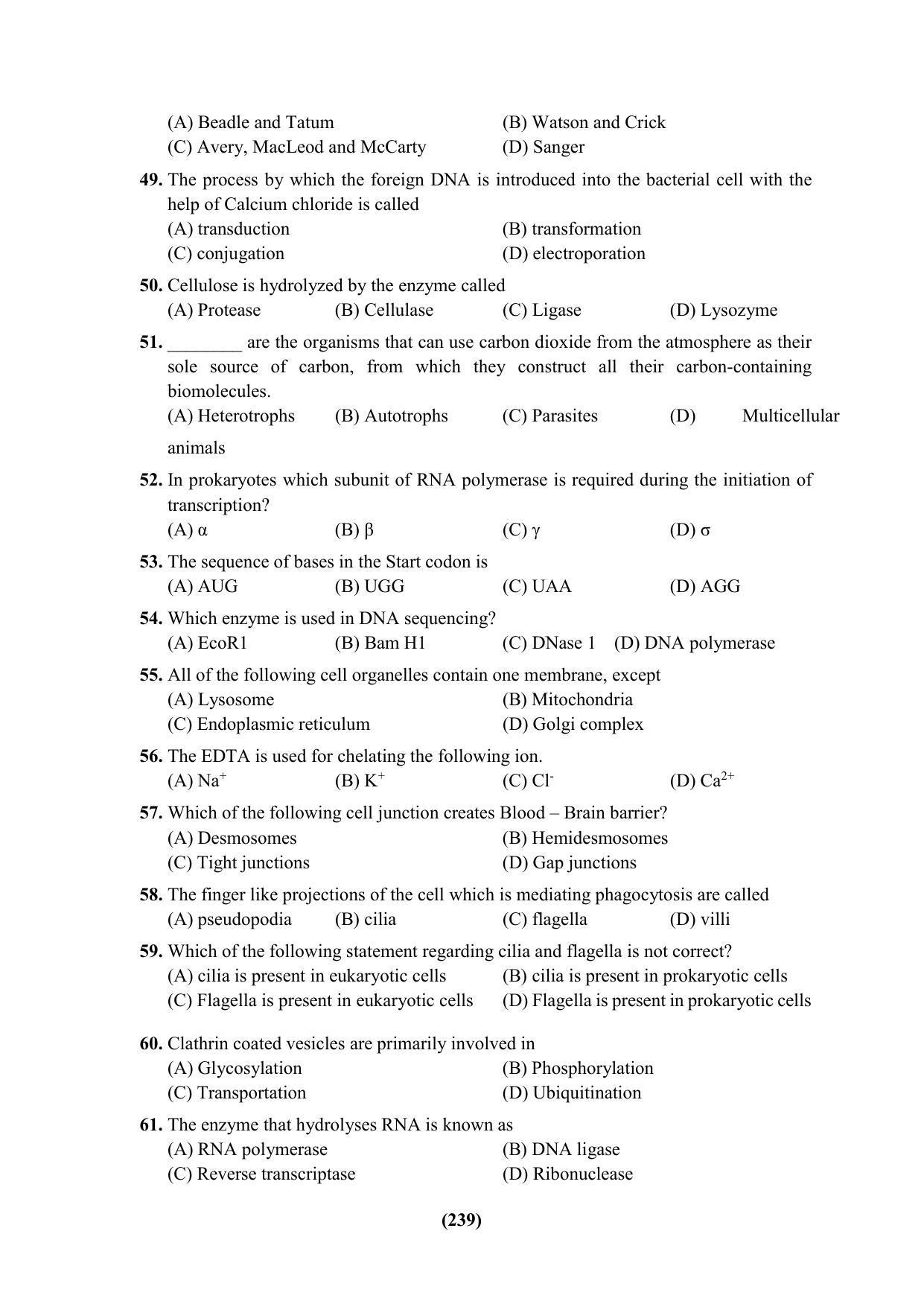 PU CET 2023 Question Paper - Page 239
