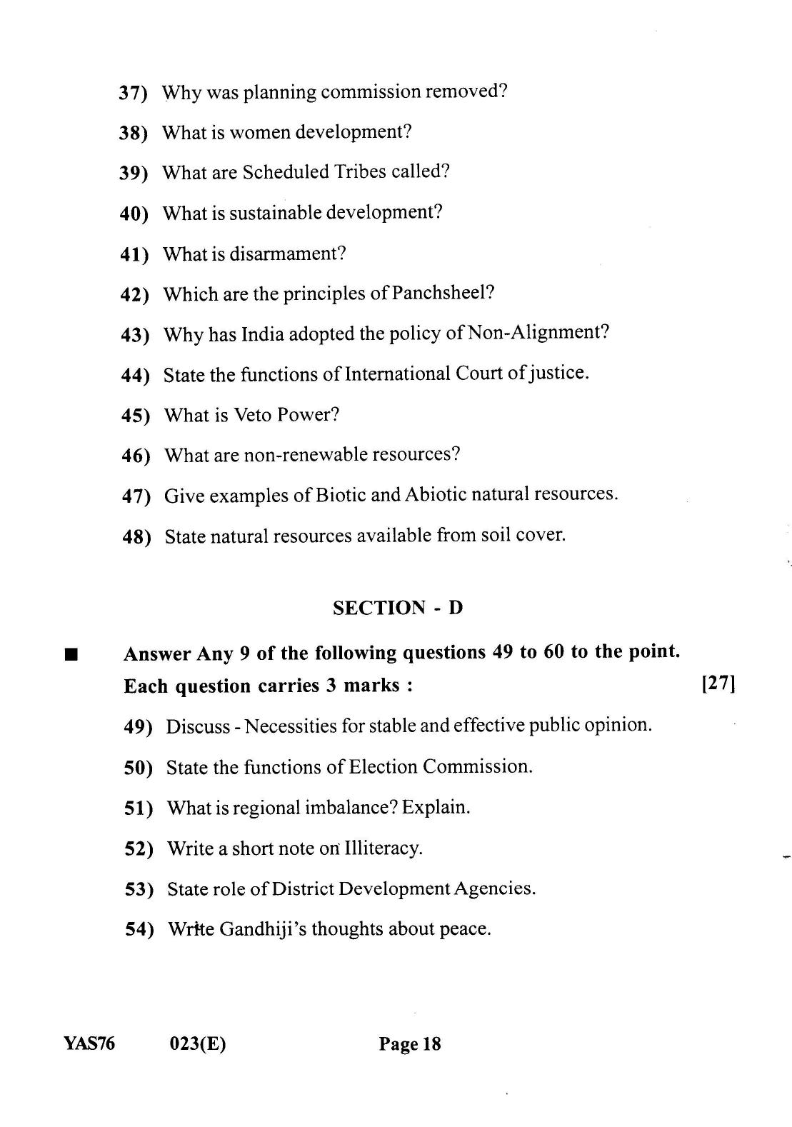 Gujarat Board Class 12th Question Paper 2022: (GHE) Politics - Page 18