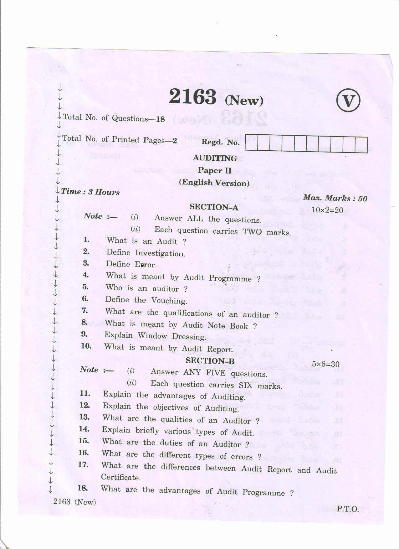 AP Inter 2nd Year Auditing-II (new) March-2020-Vocational Question Pape - Page 1