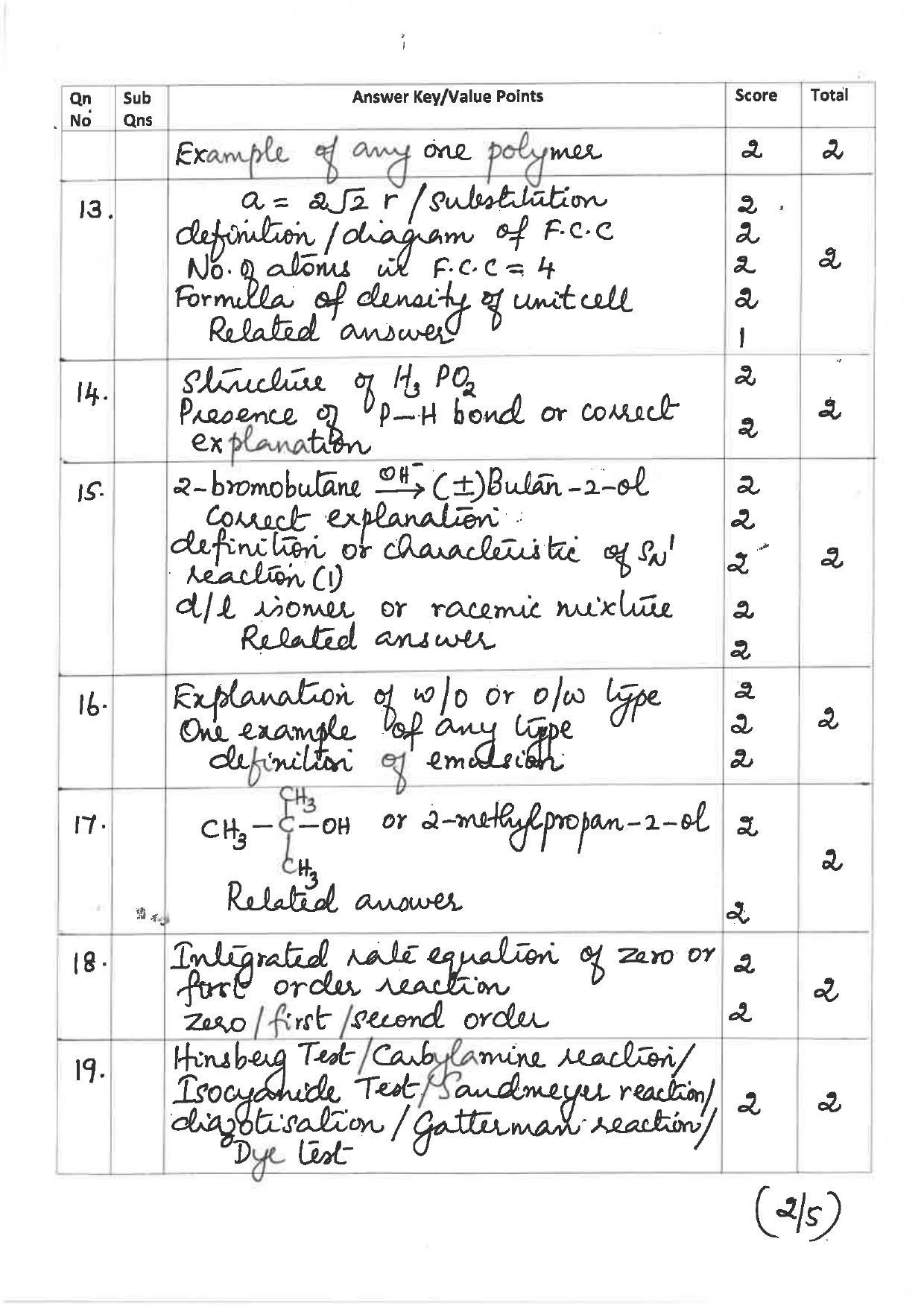 Kerala Plus Two 2019 Chemistry Answer Key - Page 2
