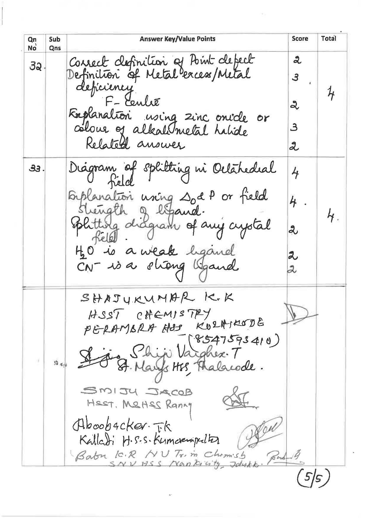 Kerala Plus Two 2019 Chemistry Answer Key - Page 5